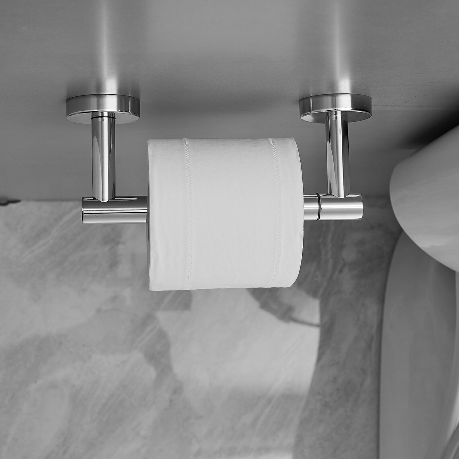 Juego de herrajes para baño decorativo cromado brillante de 2 piezas - Portarrollos de papel higiénico y argolla para toallas incluidos A-91042-B