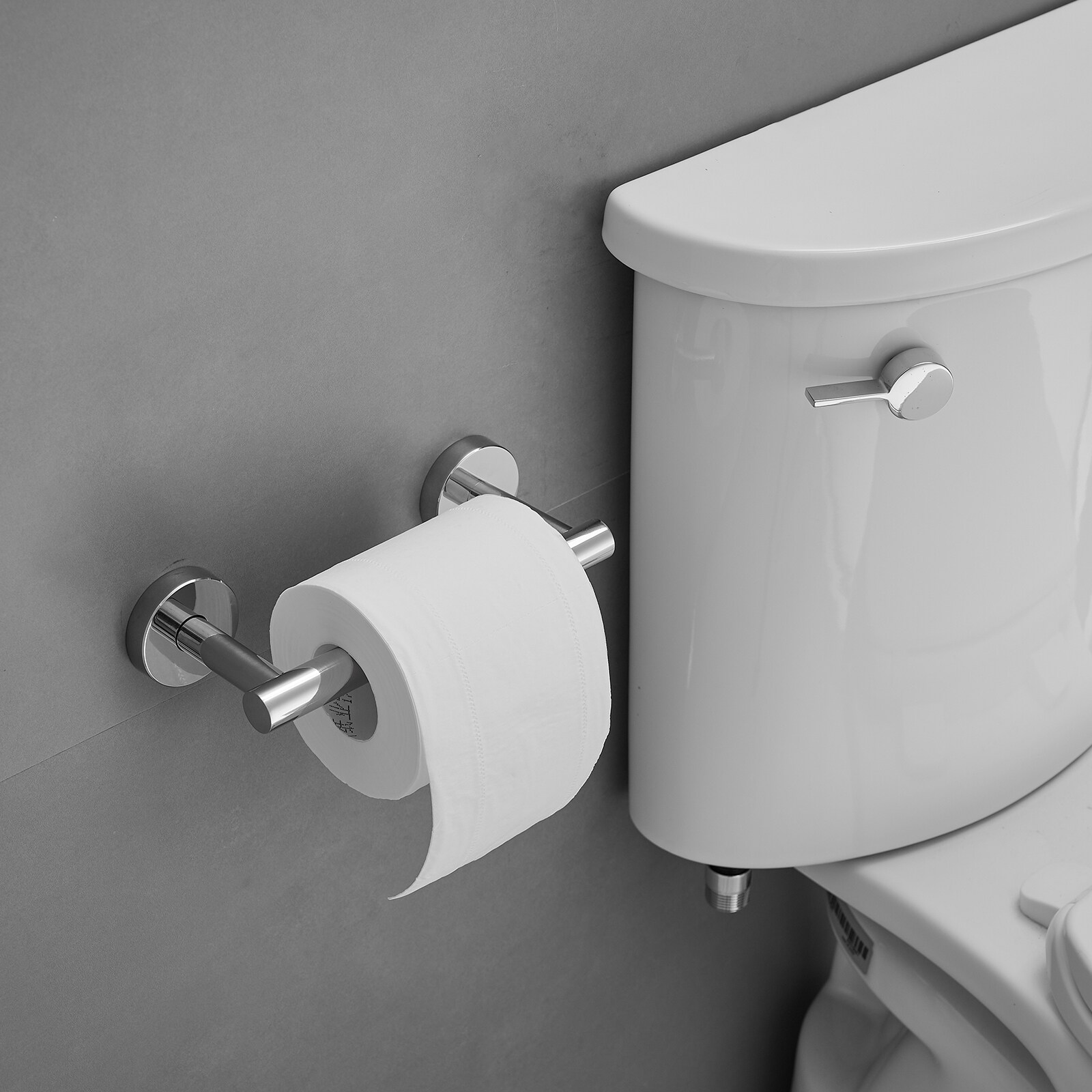 Juego de herrajes para baño decorativo cromado brillante de 2 piezas - Portarrollos de papel higiénico y argolla para toallas incluidos A-91042-B