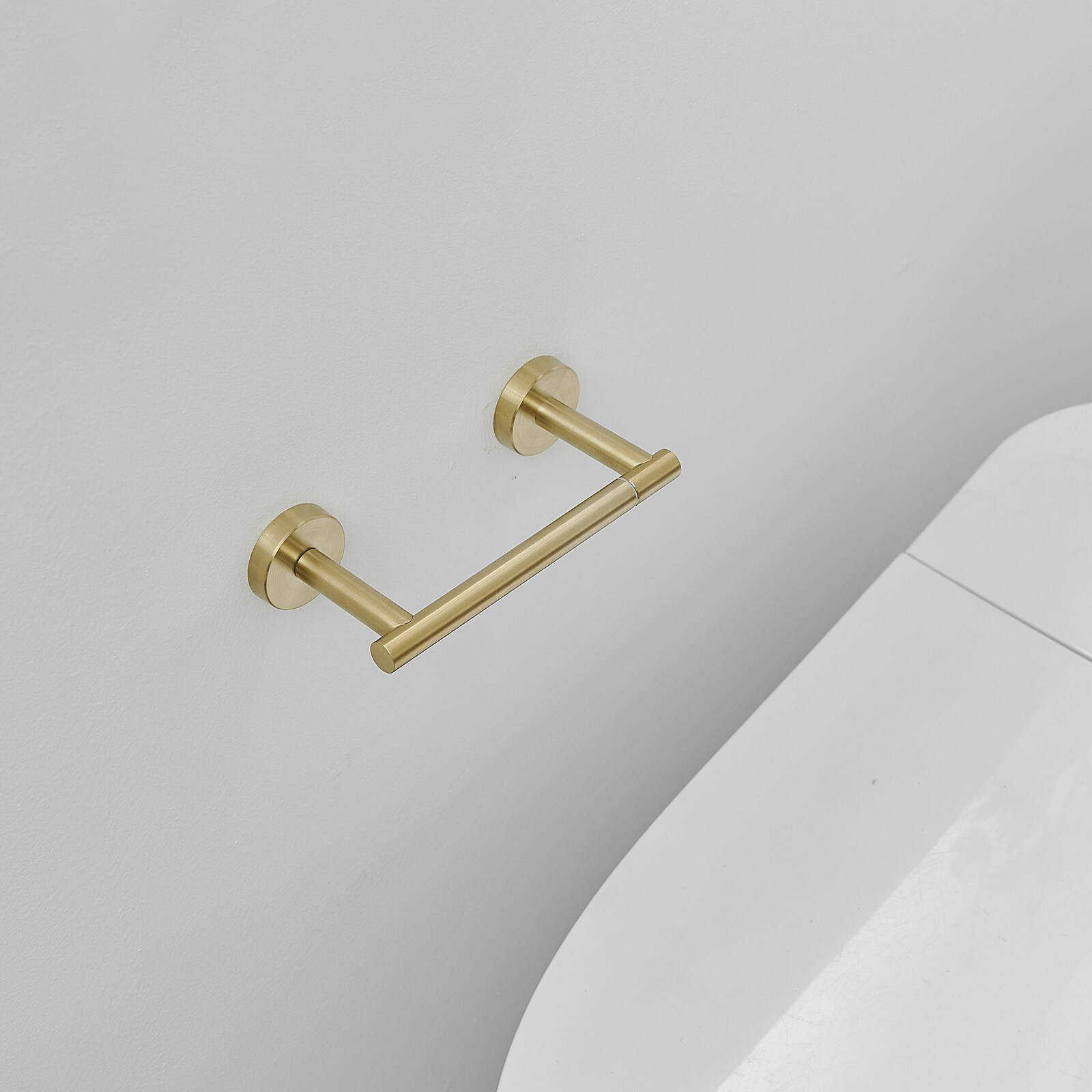 Juego de Accesorios de Baño Decorativo en Dorado Cepillado de 2 Piezas - Portarrollos de Papel Higiénico, Argolla para Toallas (Incluidos) A-91040-BG