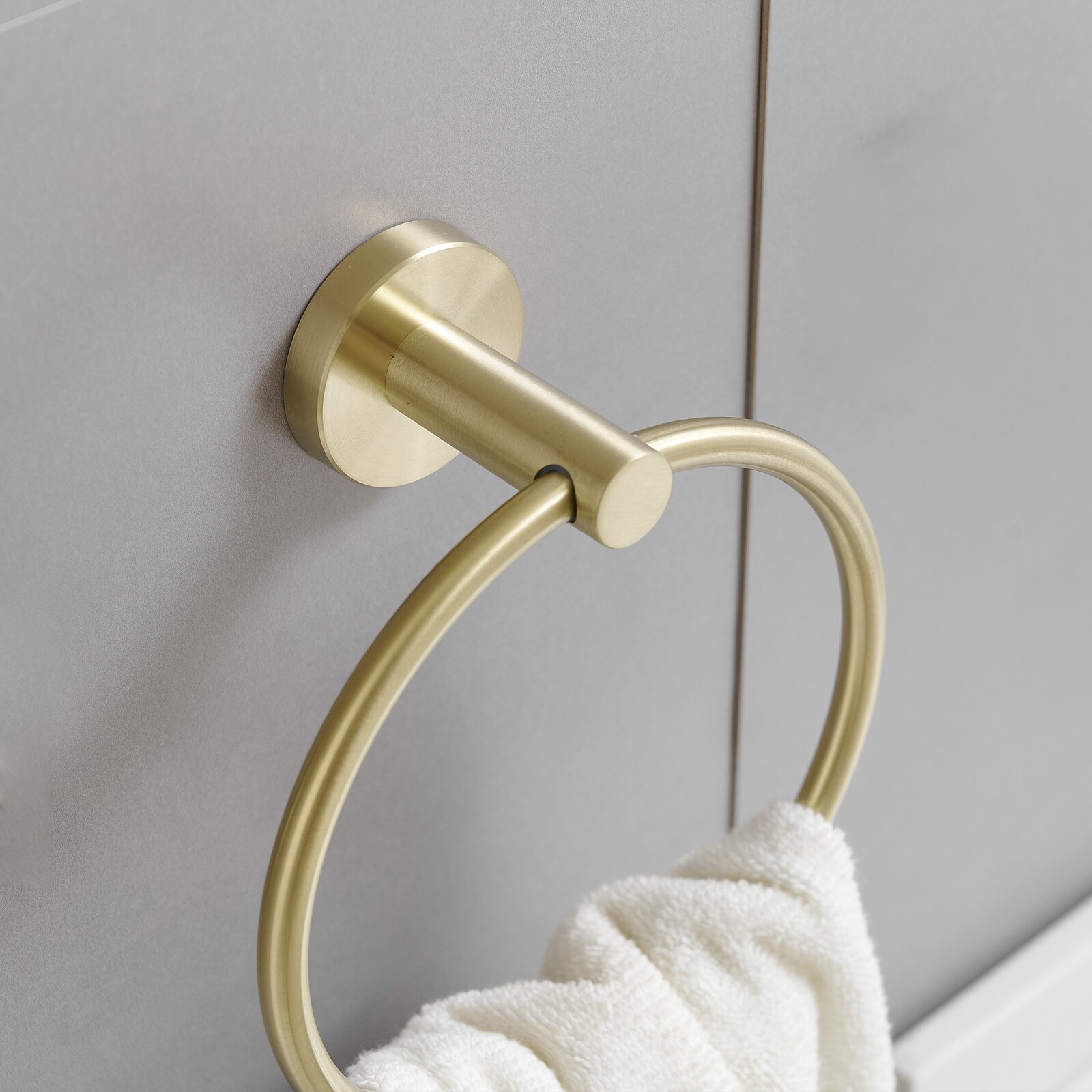 Juego de Accesorios de Baño Decorativo en Dorado Cepillado de 2 Piezas - Portarrollos de Papel Higiénico, Argolla para Toallas (Incluidos) A-91040-BG