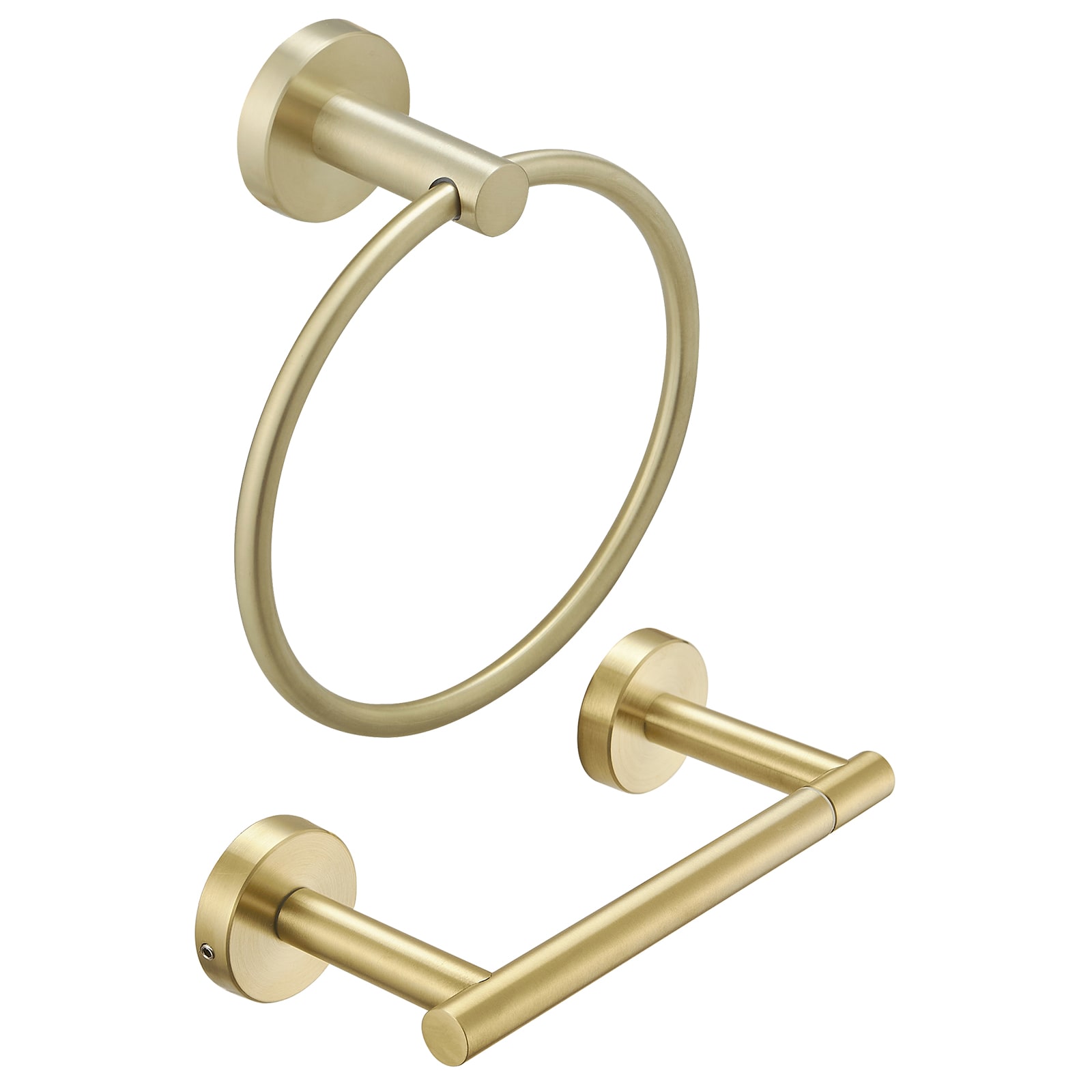 Juego de Accesorios de Baño Decorativo en Dorado Cepillado de 2 Piezas - Portarrollos de Papel Higiénico, Argolla para Toallas (Incluidos) A-91040-BG