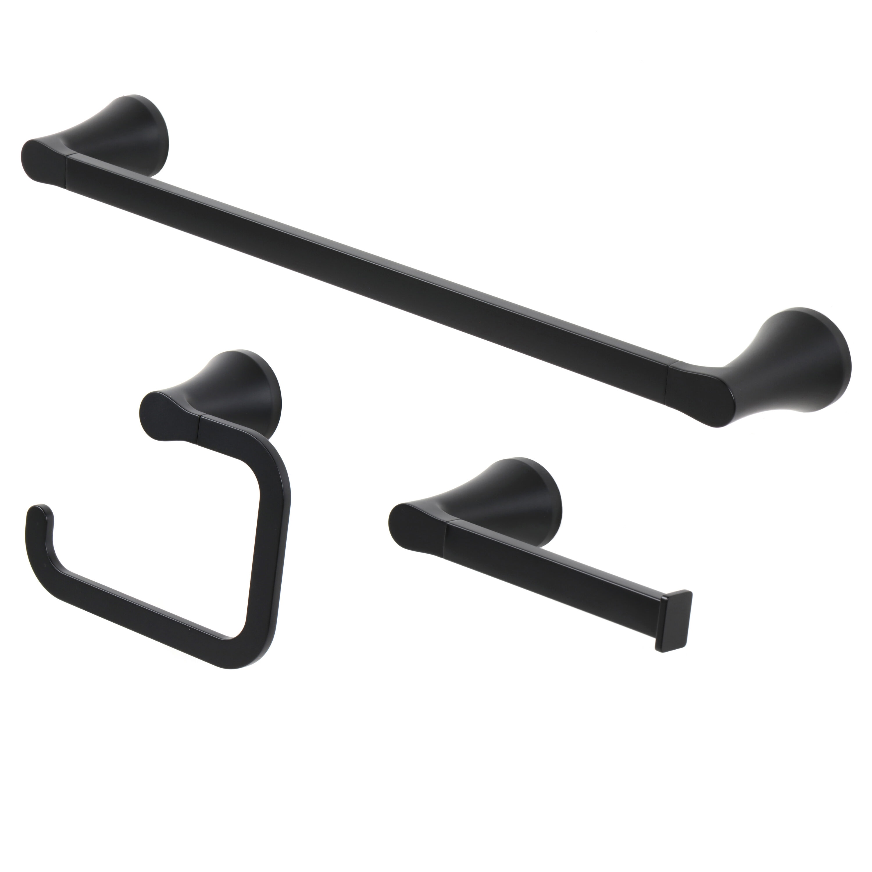Juego de accesorios decorativos para baño en negro mate de 3 piezas Origin 21: Barra para toallas, argolla para toallas incluidas