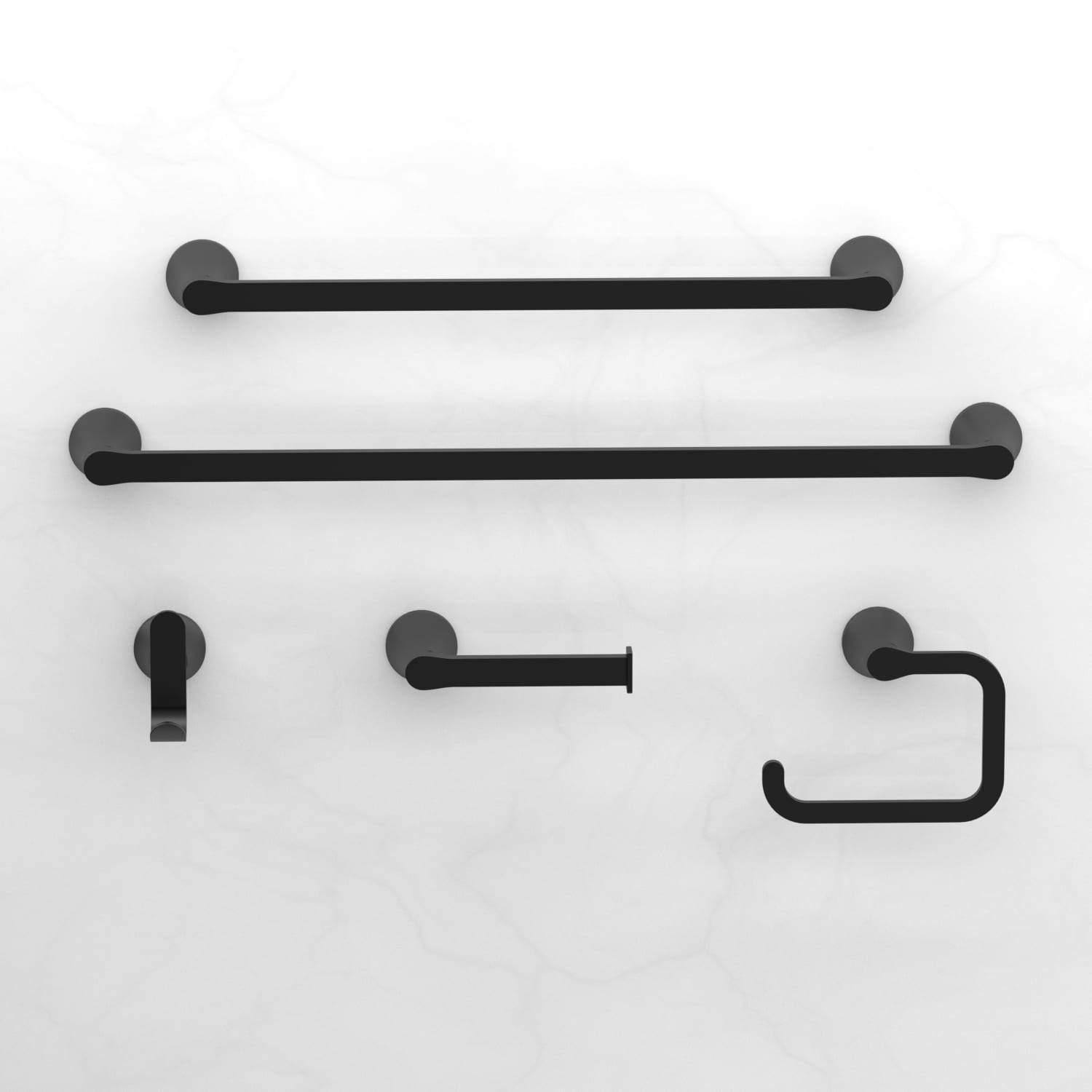 Juego de accesorios decorativos para baño en negro mate de 3 piezas Origin 21: Barra para toallas, argolla para toallas incluidas