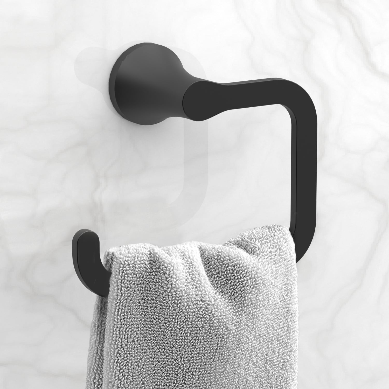Juego de accesorios decorativos para baño en negro mate de 3 piezas Origin 21: Barra para toallas, argolla para toallas incluidas