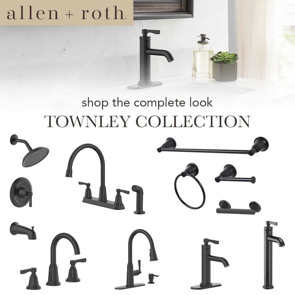 Juego de 3 piezas de accesorios de baño decorativos en negro mate Townley de allen + roth - Barra de toalla, porta papel higiénico, argolla para toalla incluidos BTH-033-R8004-MB