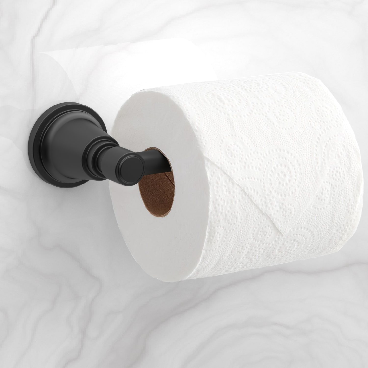 Juego de 3 piezas de accesorios de baño decorativos en negro mate Townley de allen + roth - Barra de toalla, porta papel higiénico, argolla para toalla incluidos BTH-033-R8004-MB