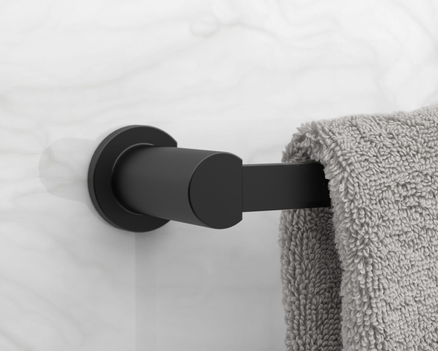 Juego de Accesorios Decorativos para Baño en Negro Mate de 3 Piezas Origen 21 Veda: Barra de Toallas, Porta Papel Higiénico y Argolla de Toallas incluidas BTH-033-R8005-MB