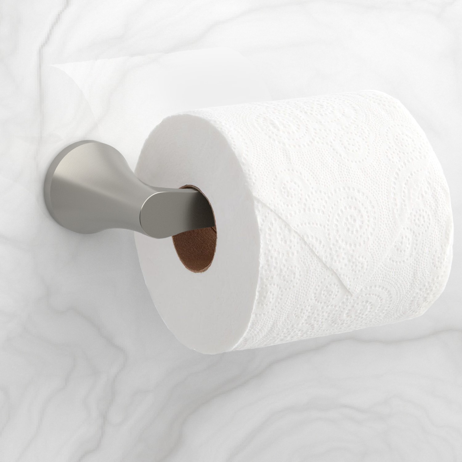 Juego de accesorios decorativos para baño de 3 piezas en níquel cepillado Candace 21: incluye barra para toallas, portarrollos de papel y argolla para toallas, Modelo BTH-033-R8006-BN.