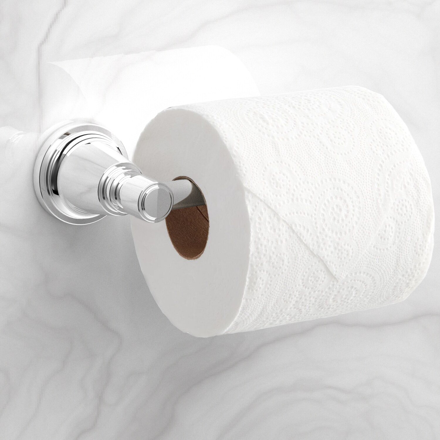 Juego de accesorios decorativos para baño Townley Chrome de 3 piezas de allen + roth: barra para toallas, porta papel higiénico y anillo para toallas. Incluye BTH-033-R8004-CH.