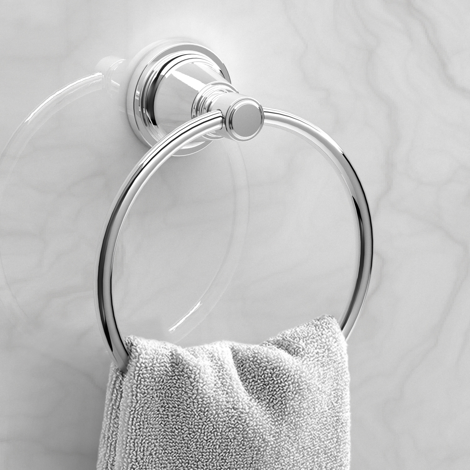 Juego de accesorios decorativos para baño Townley Chrome de 3 piezas de allen + roth: barra para toallas, porta papel higiénico y anillo para toallas. Incluye BTH-033-R8004-CH.
