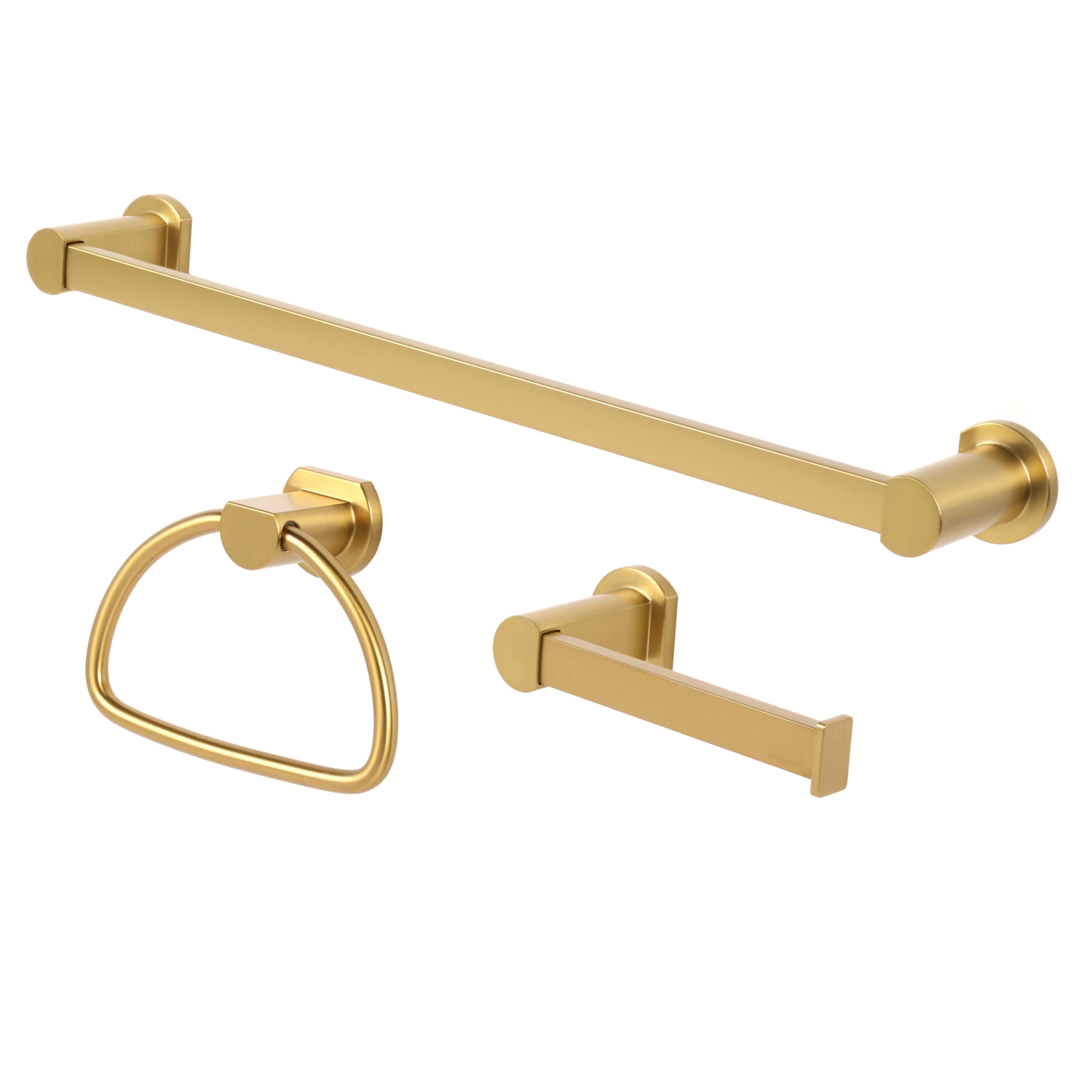 Juego de herrajes para baño decorativo Veda Gold de 3 piezas Origin 21 - Barra para toallas, portapapel y argolla para toallas incluidos
