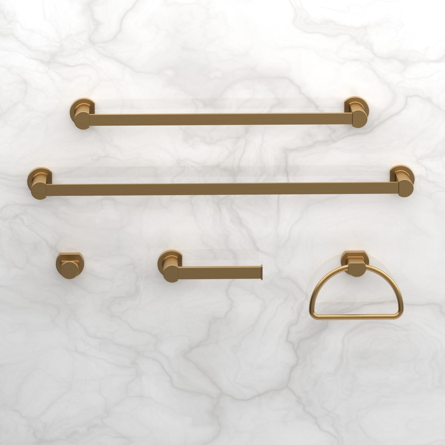 Juego de herrajes para baño decorativo Veda Gold de 3 piezas Origin 21 - Barra para toallas, portapapel y argolla para toallas incluidos