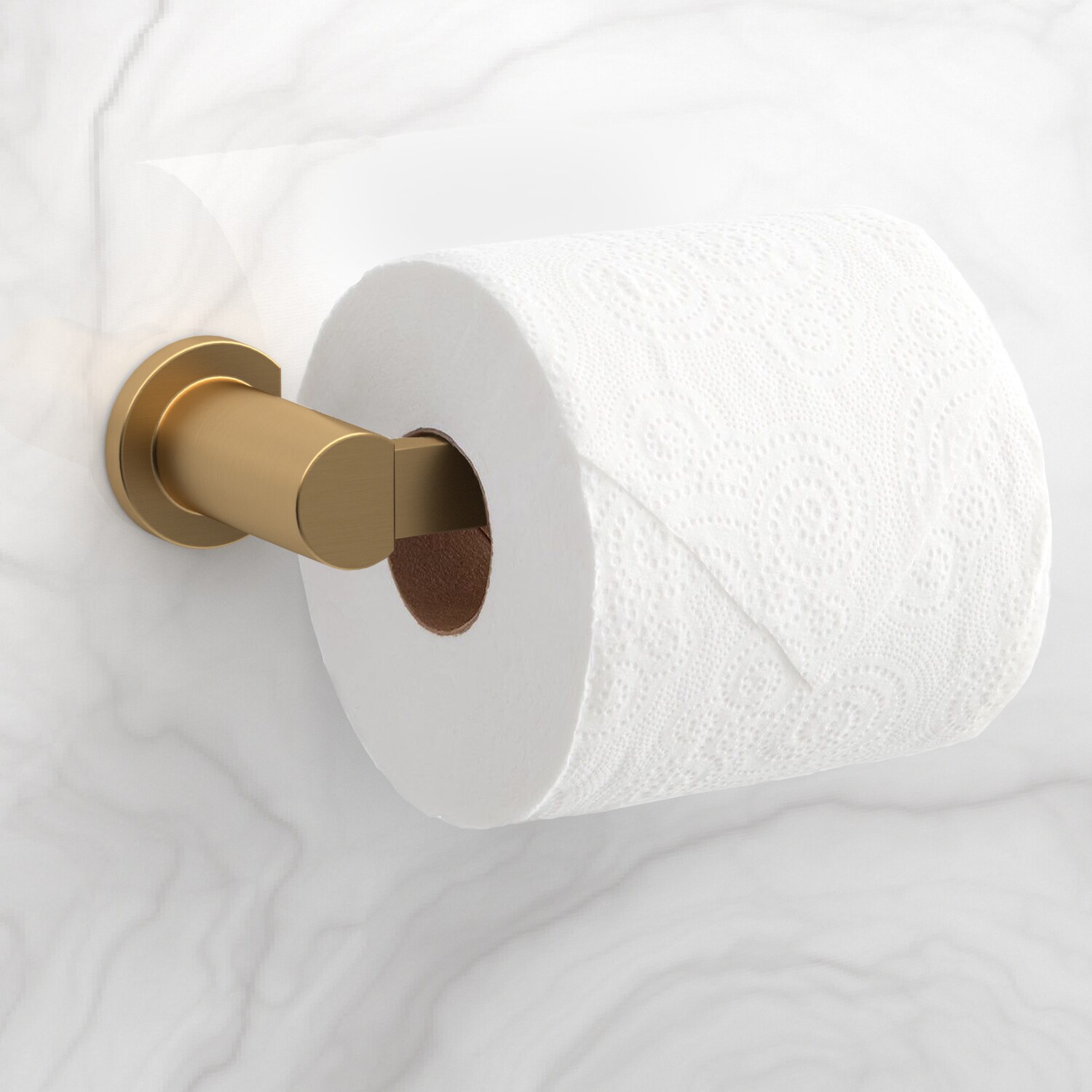 Juego de herrajes para baño decorativo Veda Gold de 3 piezas Origin 21 - Barra para toallas, portapapel y argolla para toallas incluidos