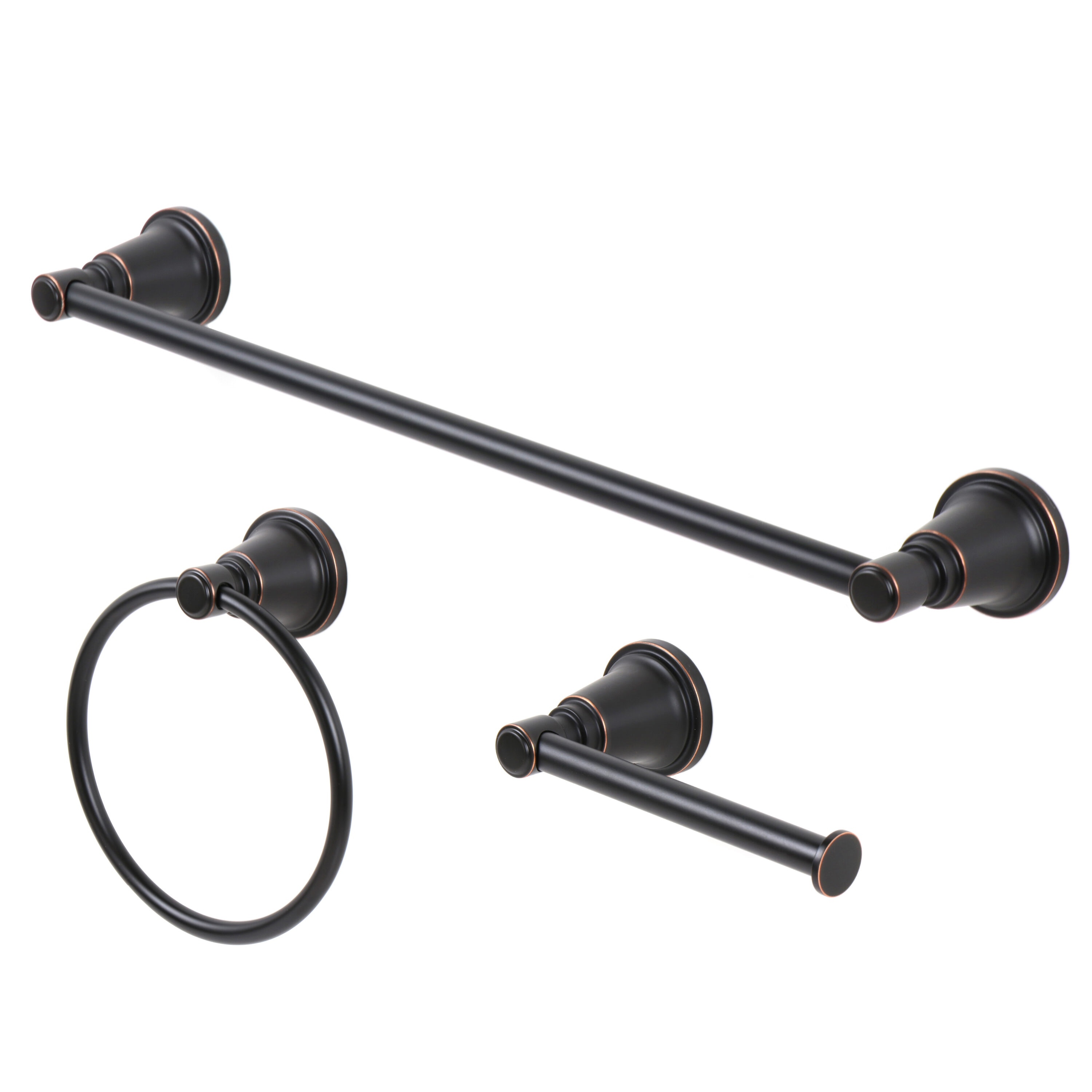 Set de Baño Decorativo de 3 Piezas en Bronce Envejecido Townley por allen + roth - Barra de Toallas, Portarrollos de Papel y Argolla para Toallas incluidos BTH-033-R8004-ORB