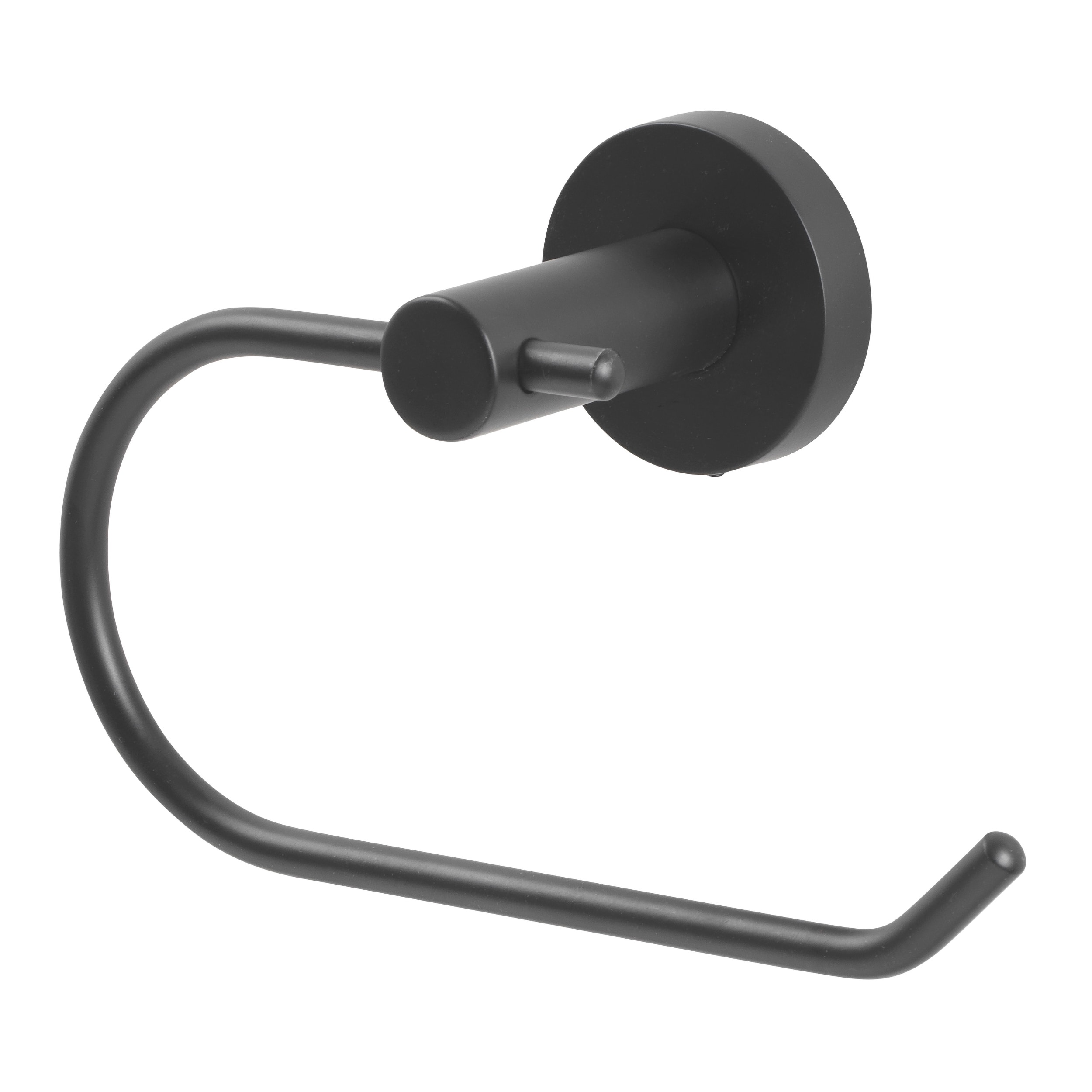 Juego de accesorios de baño decorativos en negro mate Grayford de 4 piezas: barra para toallas, porta papel higiénico, anillo para toallas, gancho para batas incluido.