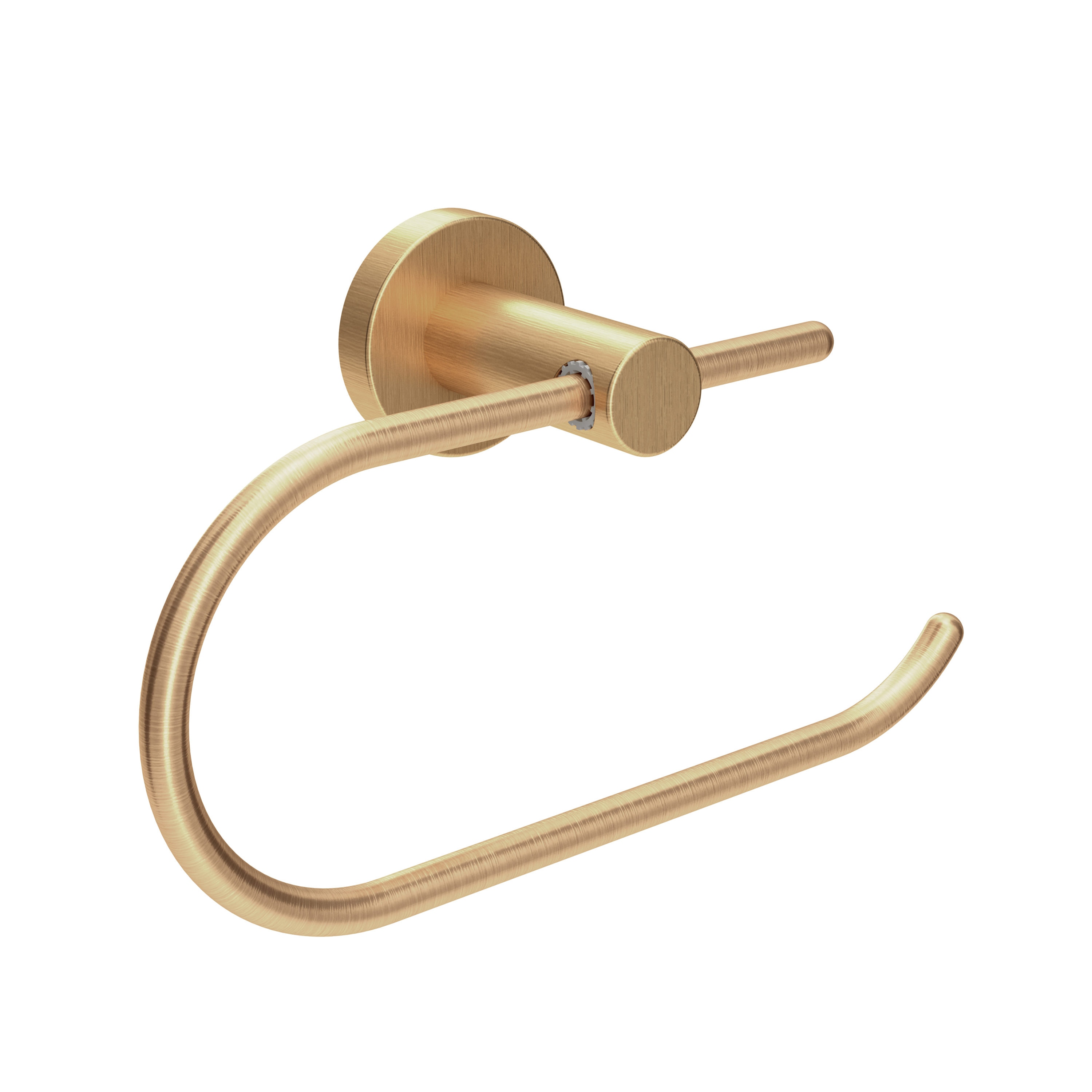 Set de accesorios de baño decorativos Symmons de 4 piezas en bronce cepillado Dia: barra de toallas, porta papel higiénico, argolla de toallas y colgador de batas incluidos.