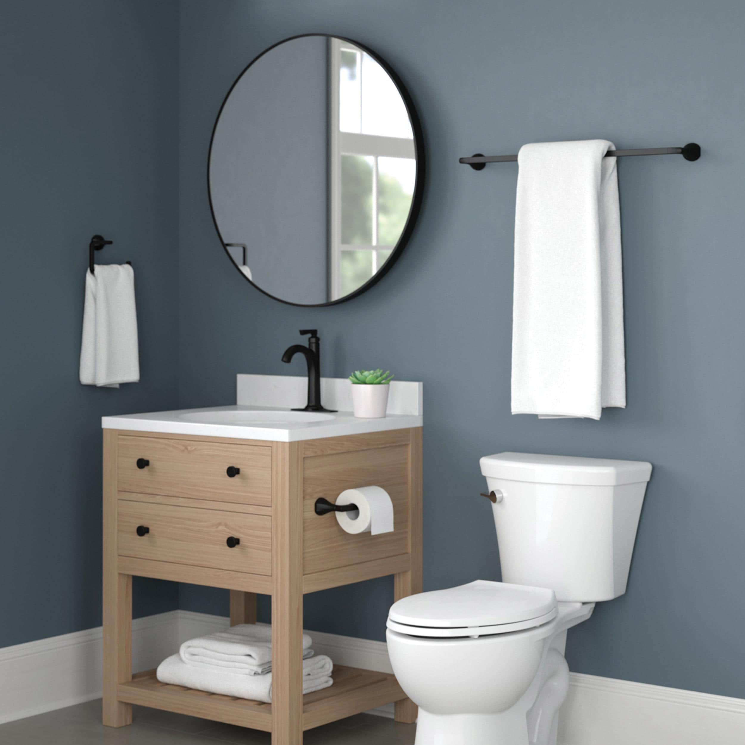 Juego de accesorios para baño decorativos en negro mate Delta de 3 piezas - Barra de toalla, porta papel higiénico, argolla de toalla, incluido ARC63-MB