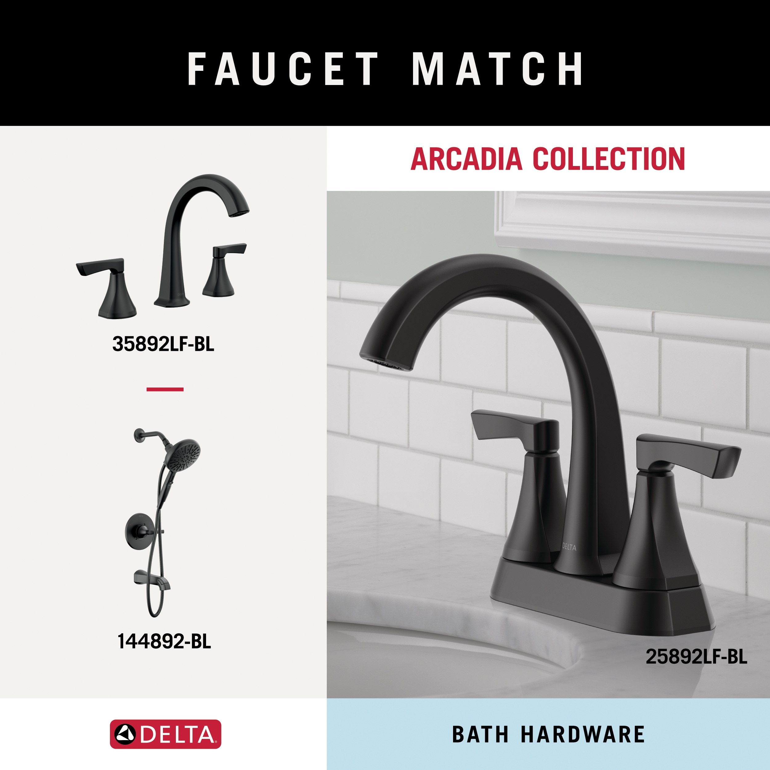 Juego de accesorios para baño decorativos en negro mate Delta de 3 piezas - Barra de toalla, porta papel higiénico, argolla de toalla, incluido ARC63-MB