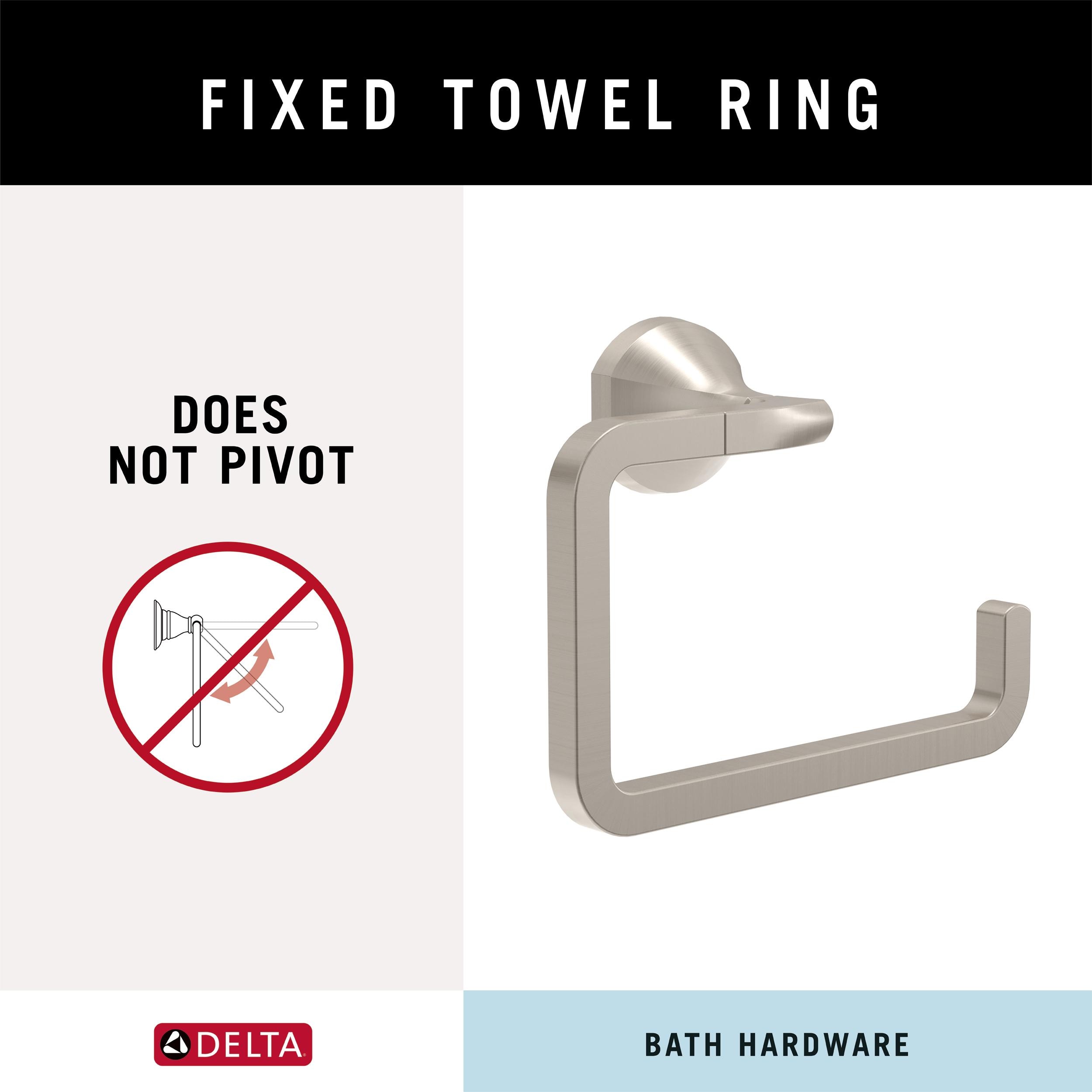 Juego de accesorios decorativos para baño de 3 piezas en níquel cepillado con protección contra manchas Delta Arcadia - Barra de toallas, portarrollos y argolla para toallas incluidos ARC63-BN