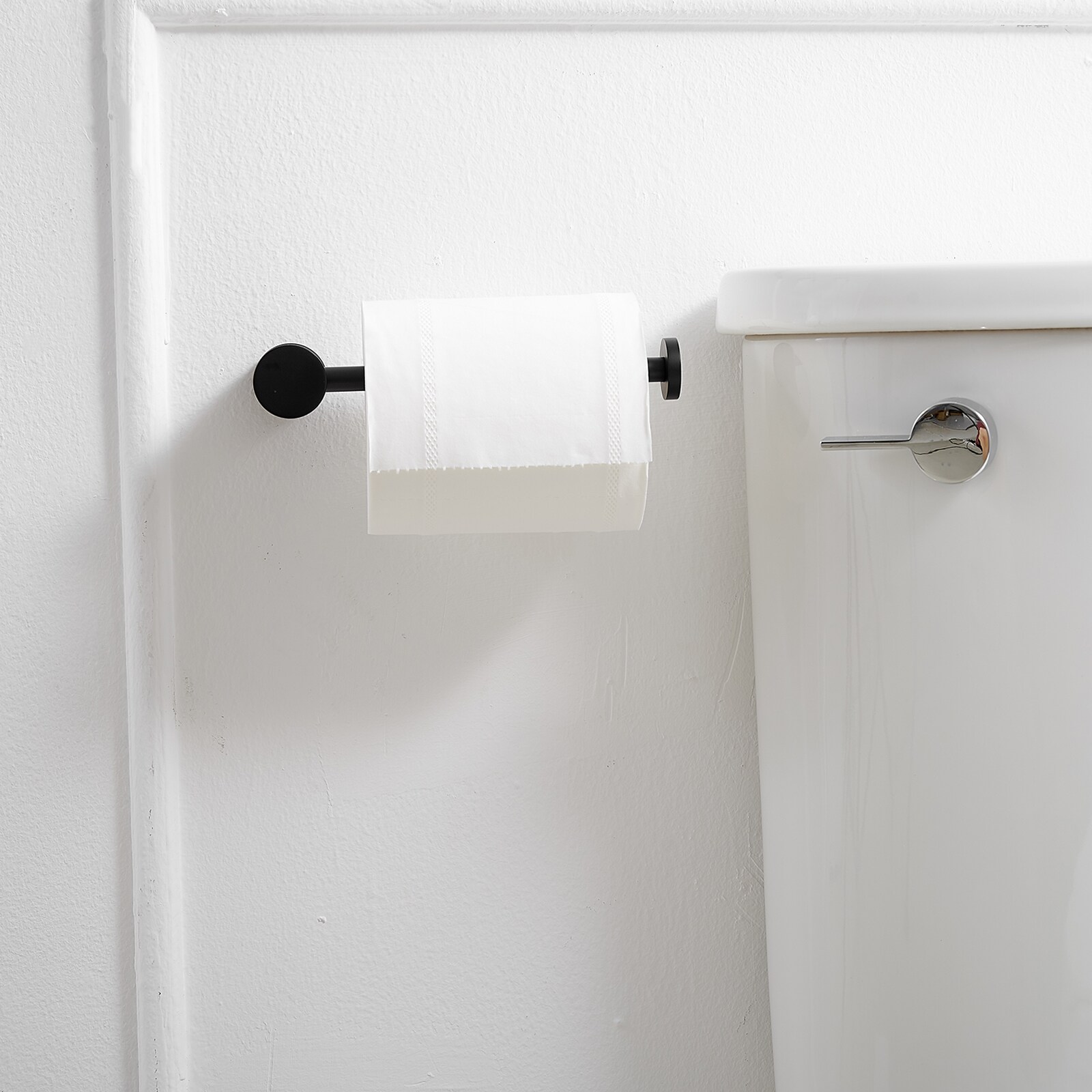 Juego de Accesorios de Baño Mate Negro Decorativo de 4 Piezas - Barra de Toallas, Porta Papel Higiénico, Gancho para Batas incluidos A-91056-B