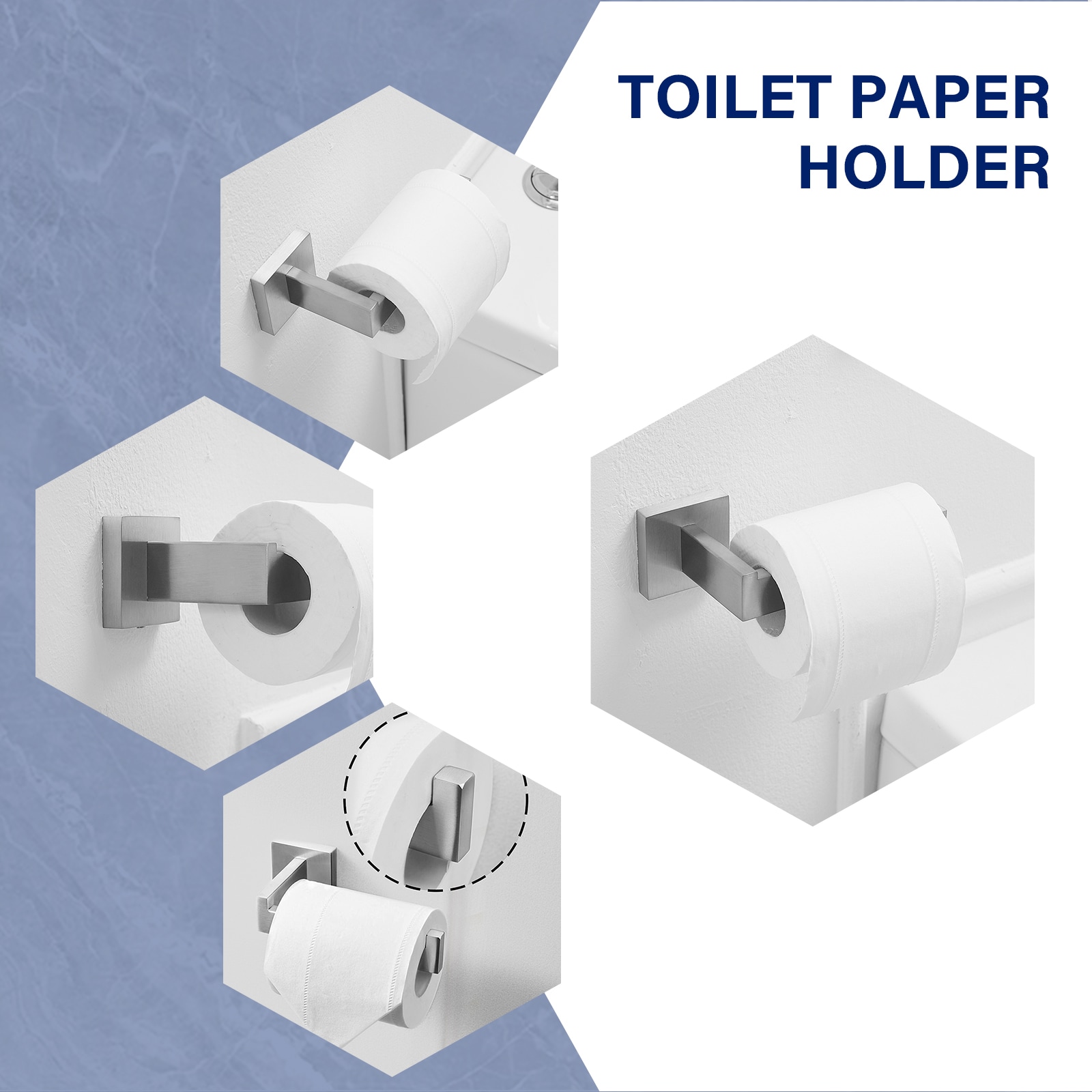 Juego de accesorios de baño decorativos de níquel cepillado de 4 piezas - Incluye barra de toalla, portarrollos de papel higiénico y gancho para bata A-91012-4-N
