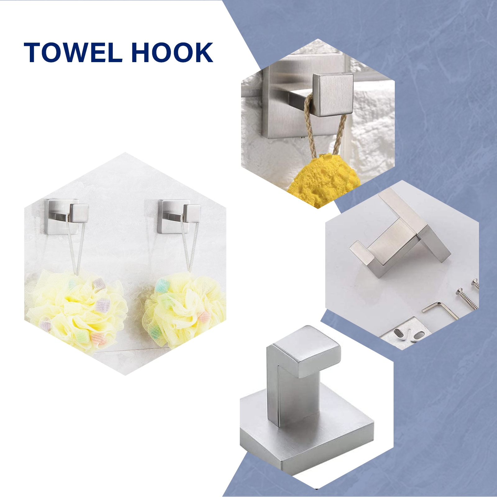 Juego de accesorios de baño decorativos de níquel cepillado de 4 piezas - Incluye barra de toalla, portarrollos de papel higiénico y gancho para bata A-91012-4-N