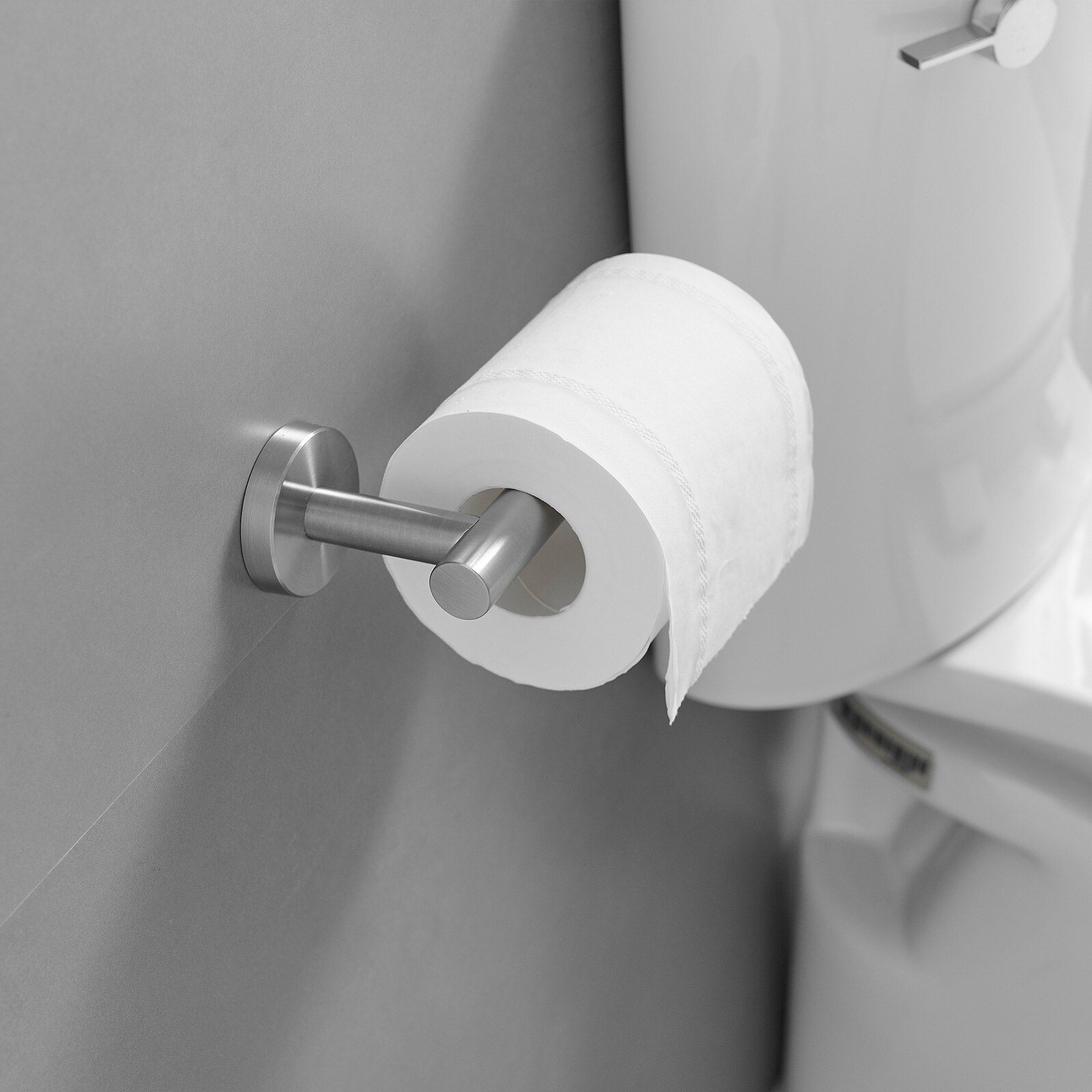Juego de accesorios de baño decorativos de níquel cepillado de 3 piezas para baño - Incluye barra de toallas, porta papel higiénico y gancho para batas A-91062-N-3