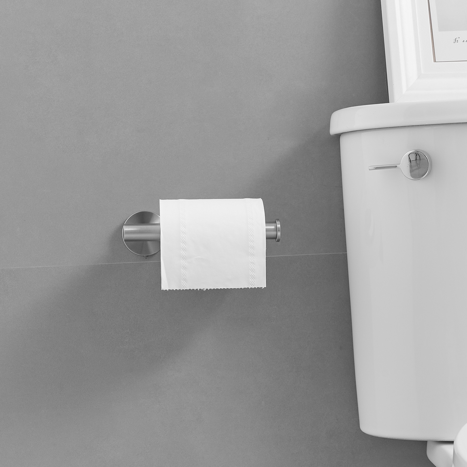 Juego de accesorios de baño decorativos de níquel cepillado de 3 piezas para baño - Incluye barra de toallas, porta papel higiénico y gancho para batas A-91062-N-3