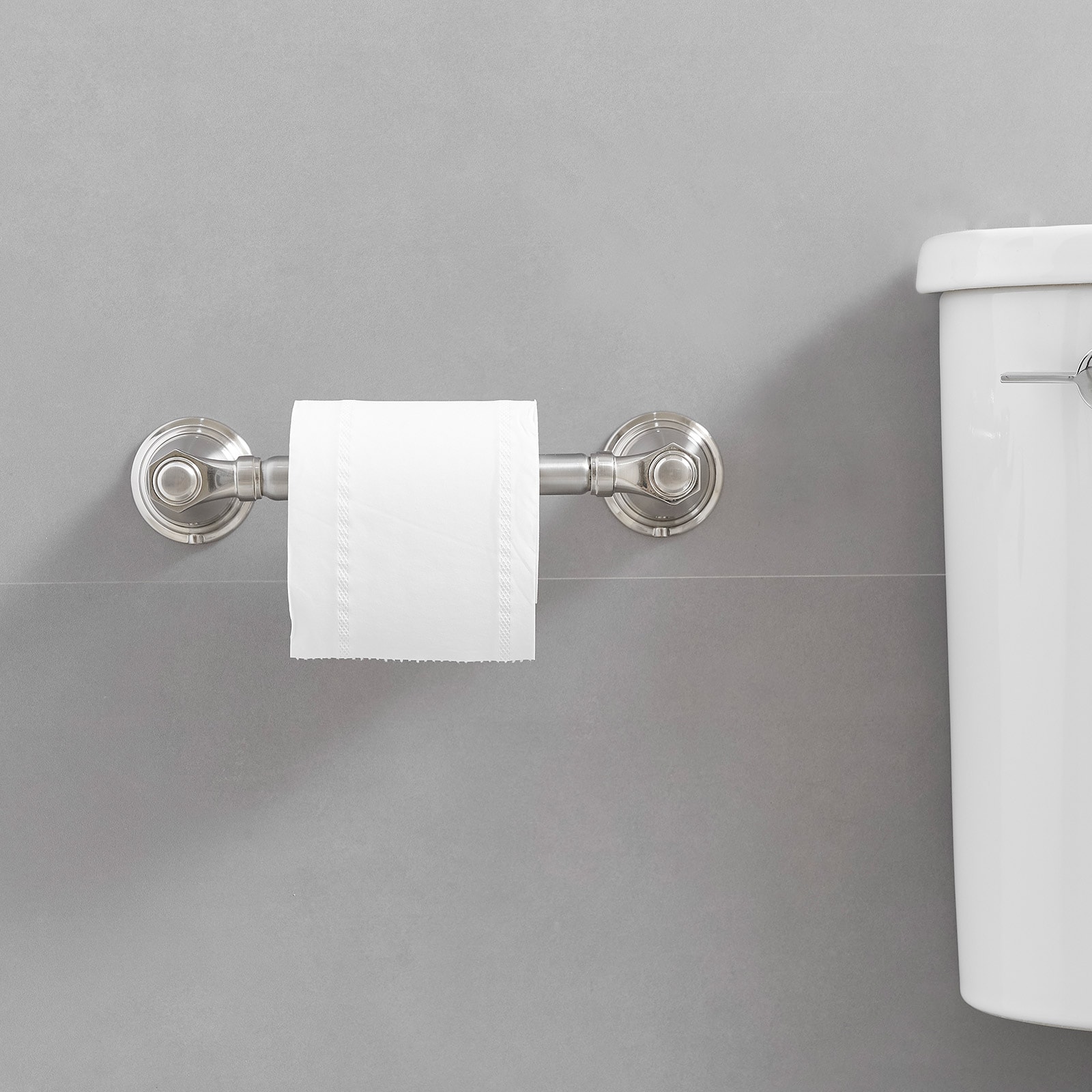 Juego de Accesorios Decorativos para Baño de Níquel Cepillado de 4 Piezas - Barra de Toallas, Portarrollos de Papel Higiénico, Gancho para Batas incluido A-91066-N