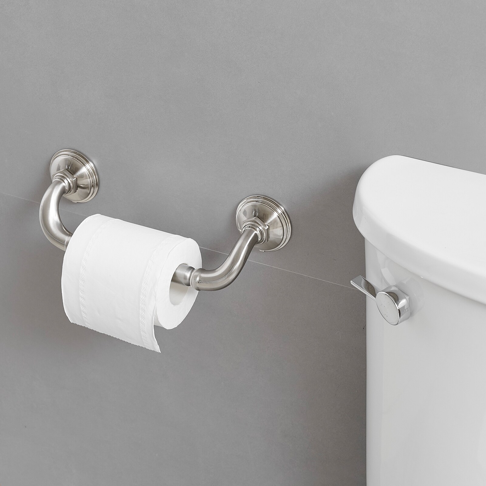 Juego de accesorios decorativos para baño de níquel cepillado de 4 piezas: barra de toalla, porta papel higiénico y gancho para batas incluidos A-91067-N