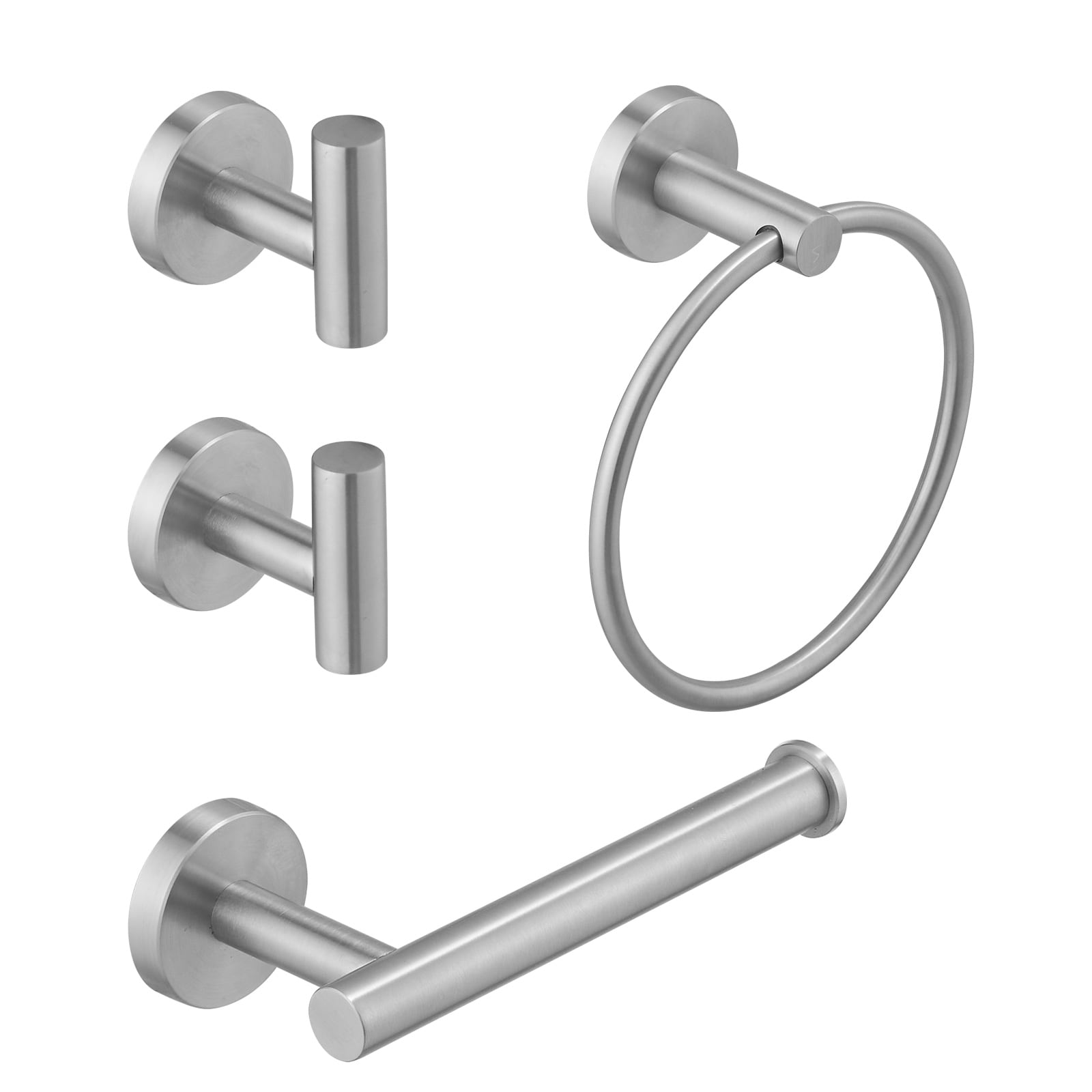 Juego de Accesorios de Baño Decorativos de Níquel Cepillado de 4 Piezas Incluye Portarrollos de Papel Higiénico, Toallero, y Gancho para Bata