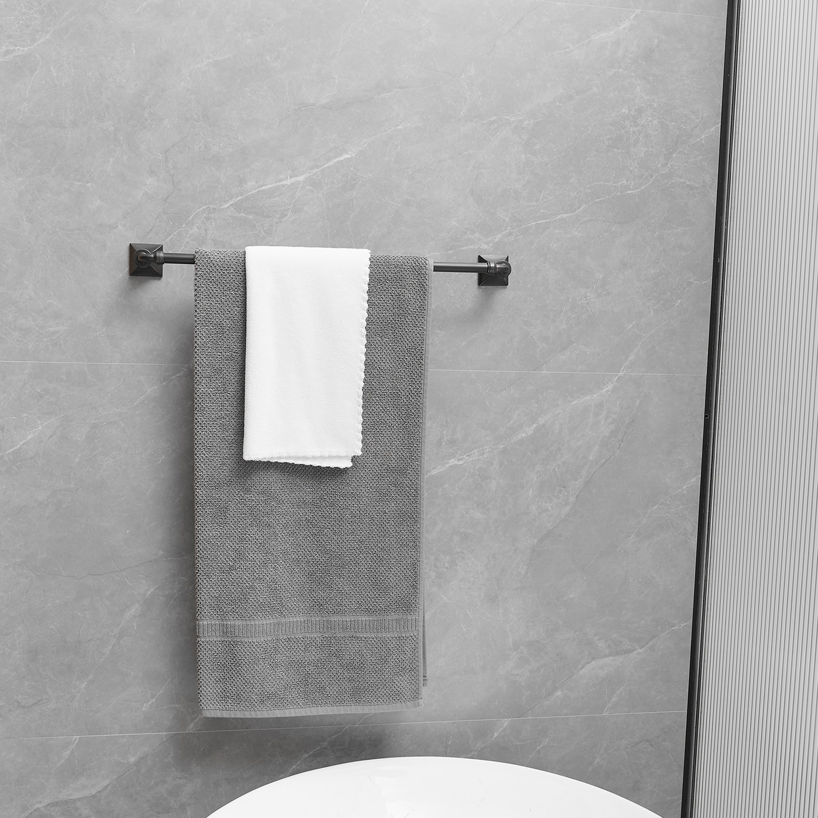 Juego de Accesorios para Baño en Bronce Frotado con Aceite de 4 Piezas - Barra de Toallas, Porta Papel Higiénico, Gancho para Batas incluido A-91068-ORB