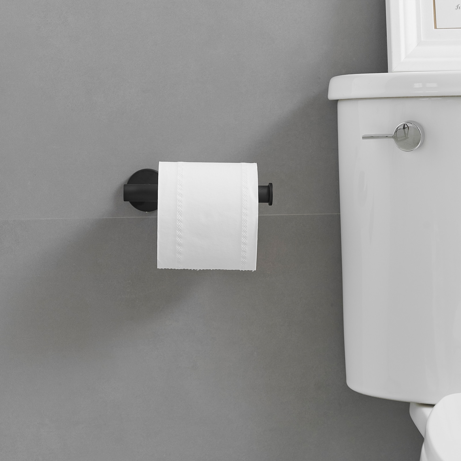 Juego de accesorios de baño en color negro mate de 3 piezas: Barra de toalla, porta papel higiénico y gancho para batas incluidos A-91062-B-3