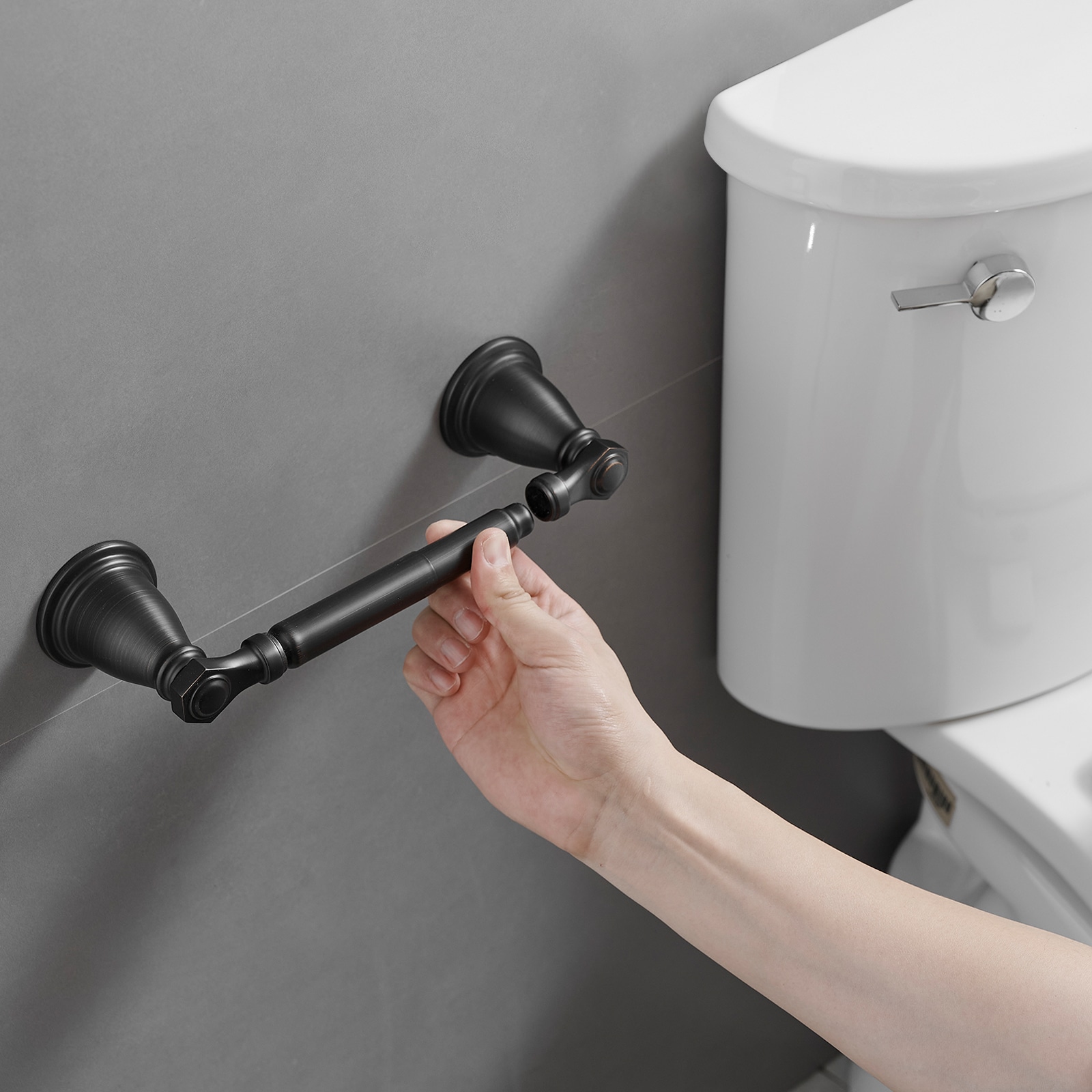 Juego de 4 piezas de Accesorios Decorativos para Baño en Bronce Frotado con Aceite - Barra de Toalla, Porta Papel Higiénico, Gancho para Batas incluidos A-91066-ORB