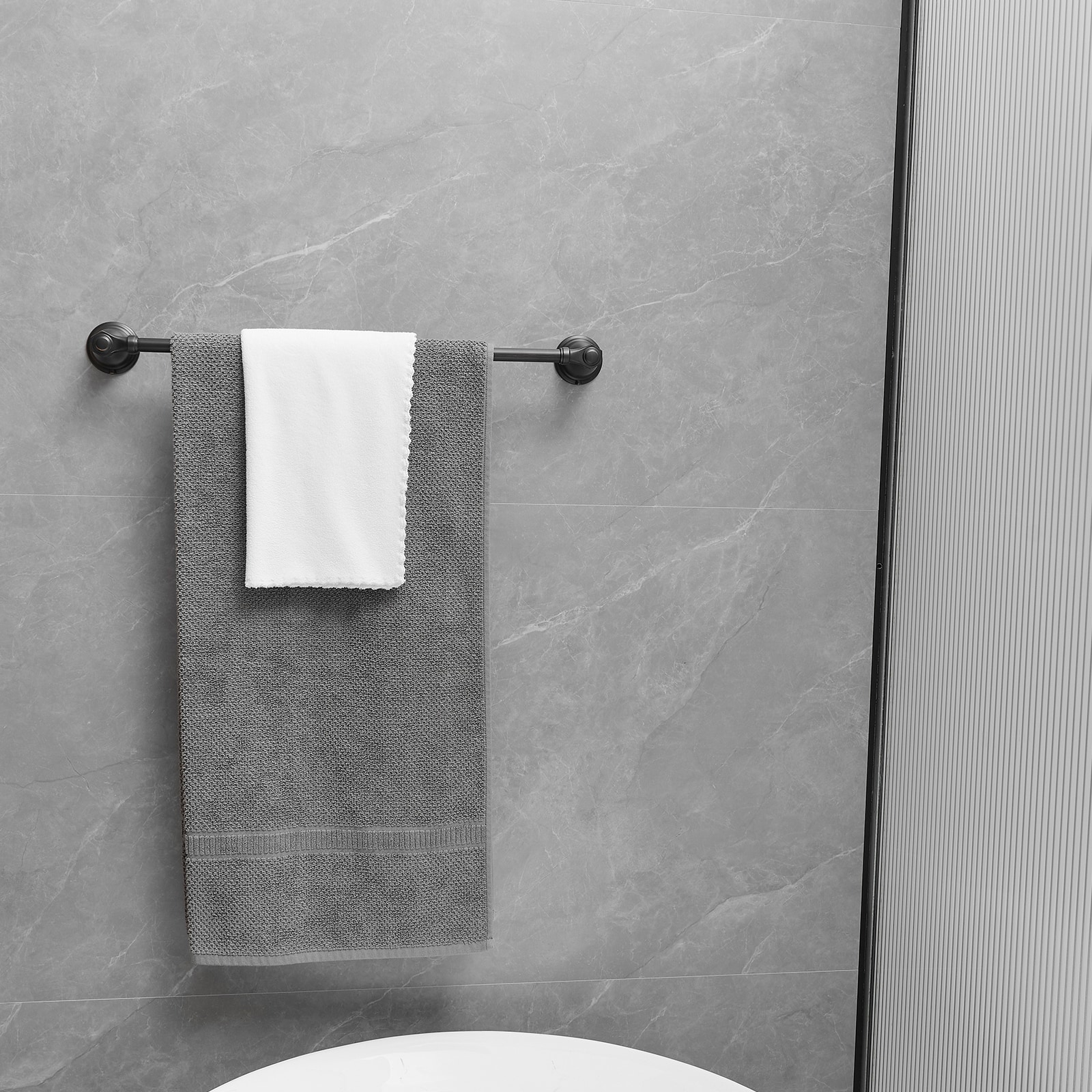 Juego de 4 piezas de Accesorios Decorativos para Baño en Bronce Frotado con Aceite - Barra de Toalla, Porta Papel Higiénico, Gancho para Batas incluidos A-91066-ORB