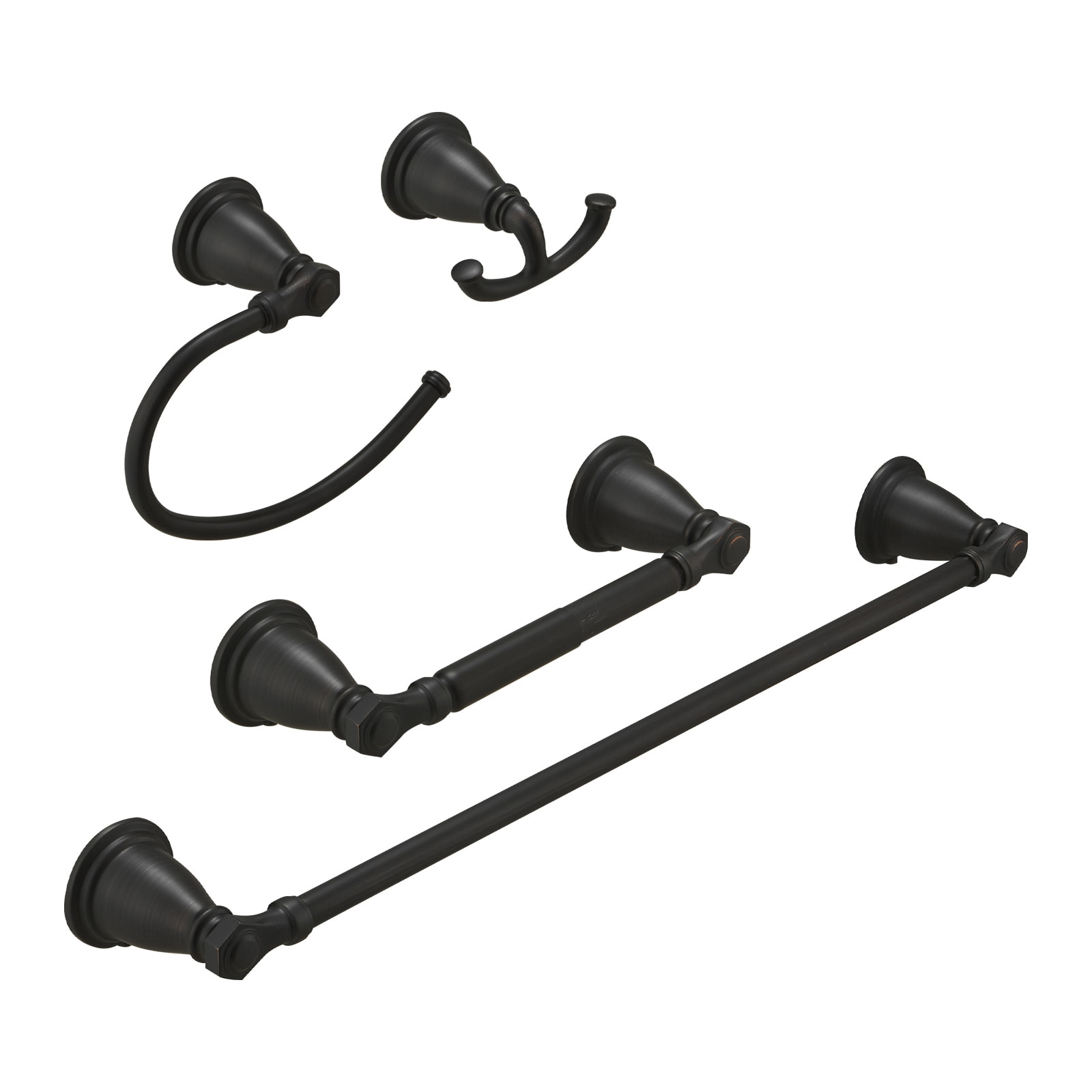 Juego de 4 piezas de Accesorios Decorativos para Baño en Bronce Frotado con Aceite - Barra de Toalla, Porta Papel Higiénico, Gancho para Batas incluidos A-91066-ORB