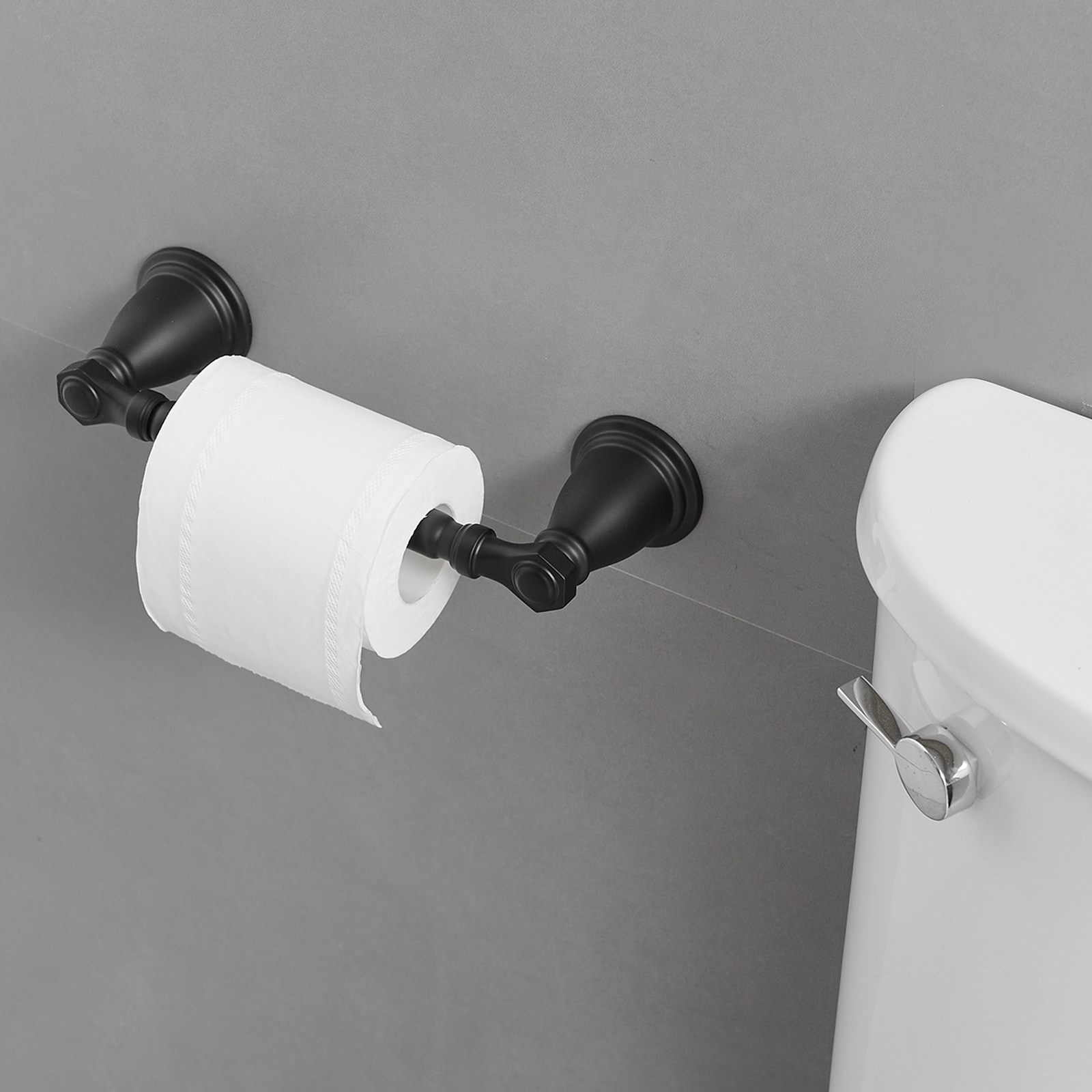 Juego de accesorios de baño decorativos en negro mate de 4 piezas: Barra de toallas, portarrollos, gancho de batas incluidos A-91066-B