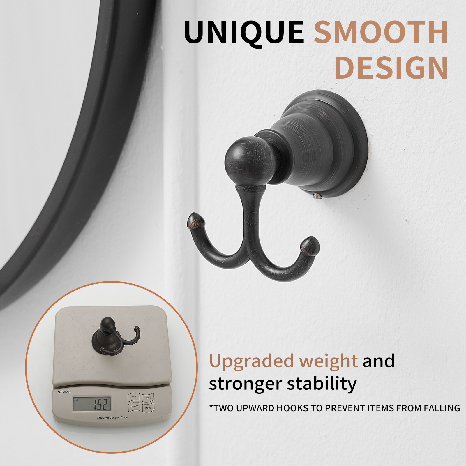Juego de Accesorios de Baño Decorativo de 5 Piezas en Bronce envejecido - Barra para toalla, Portarrollos, Anillo para toalla, Gancho para bata incluido TBS004-5-ORB