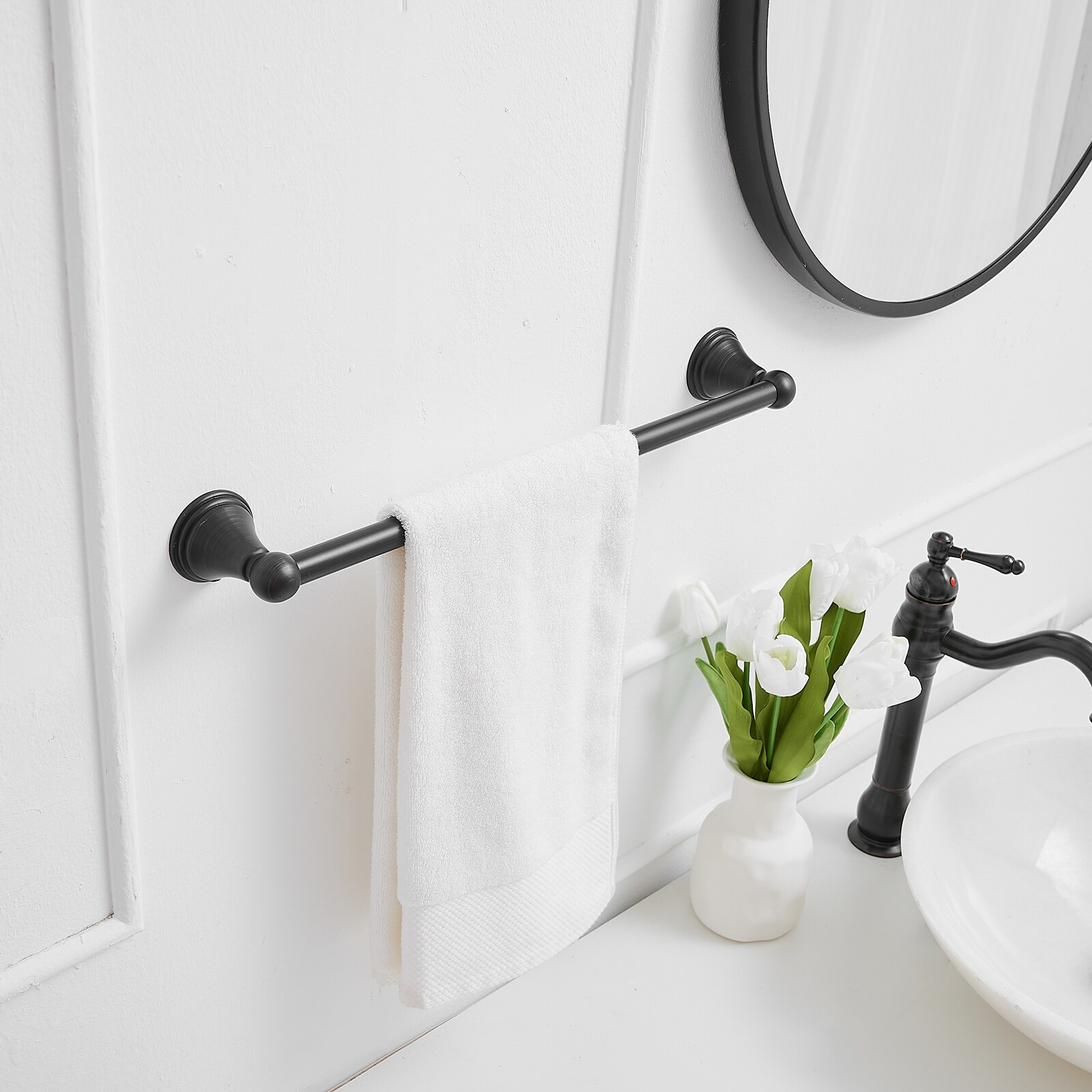 Juego de Accesorios para Baño en Bronce Aceitado de 3 Piezas: Barra de Toalla, Argolla de Toalla, Incluido R004-ORB-3