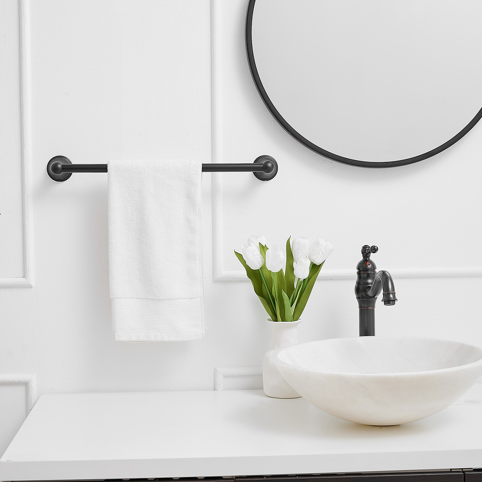 Juego de Accesorios para Baño en Bronce Aceitado de 3 Piezas: Barra de Toalla, Argolla de Toalla, Incluido R004-ORB-3