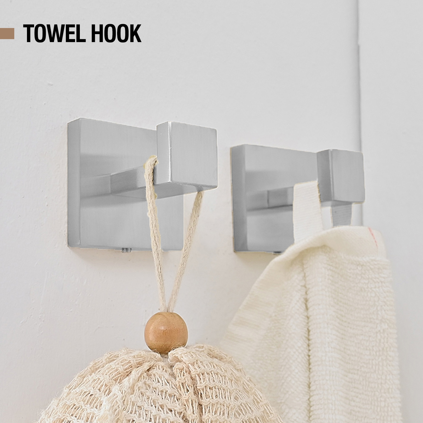 Juego de Accesorios de Baño Decorativos de Níquel Cepillado de 5 Piezas - Barra para Toallas, Porta Papel Higiénico, Argolla para Toallas, Gancho para Batas incluidos A-91012-S-N-2