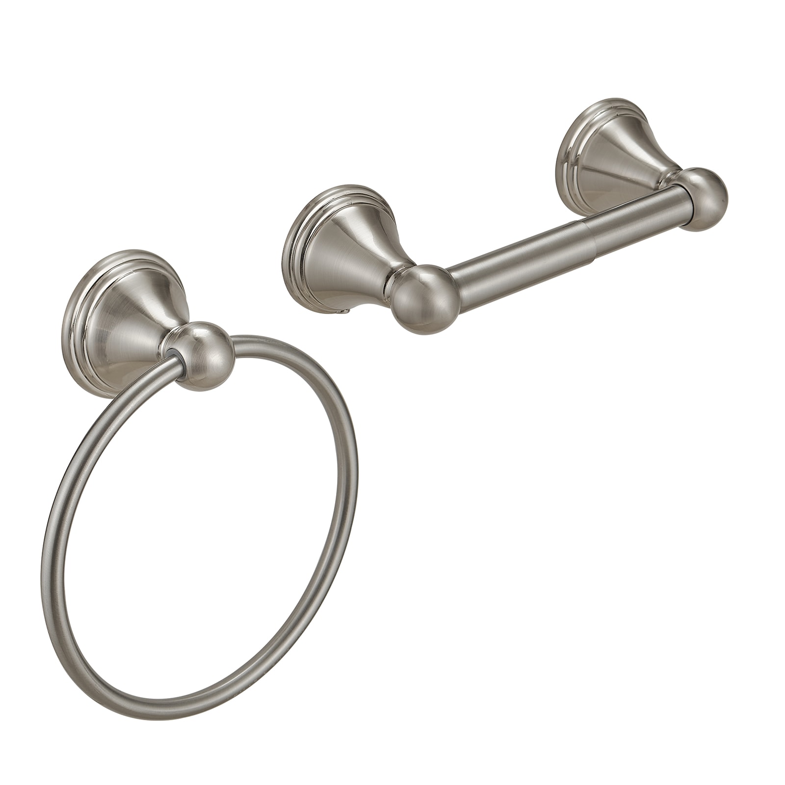 Juego de Accesorios Decorativos de Baño en Níquel Cepillado de 2 Piezas - Portarrollos de Papel Higiénico, Argolla para Toalla - Incluido R004-N-2