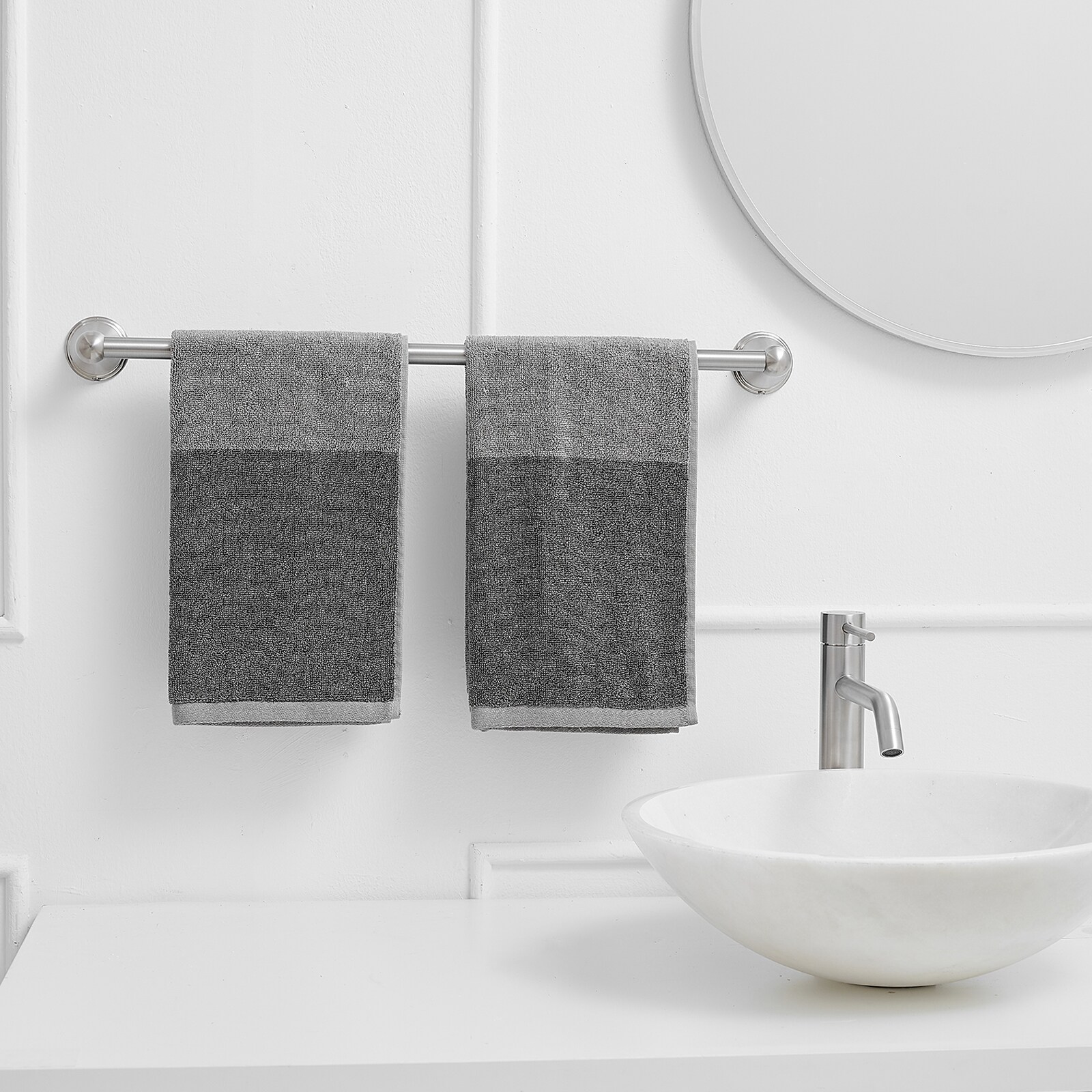 Juego de Accesorios de Baño Decorativos de Níquel Cepillado de 3 Piezas - Barra de Toallas, Porta Papel Higiénico, Argolla para Toallas, Incluido R004-N-24