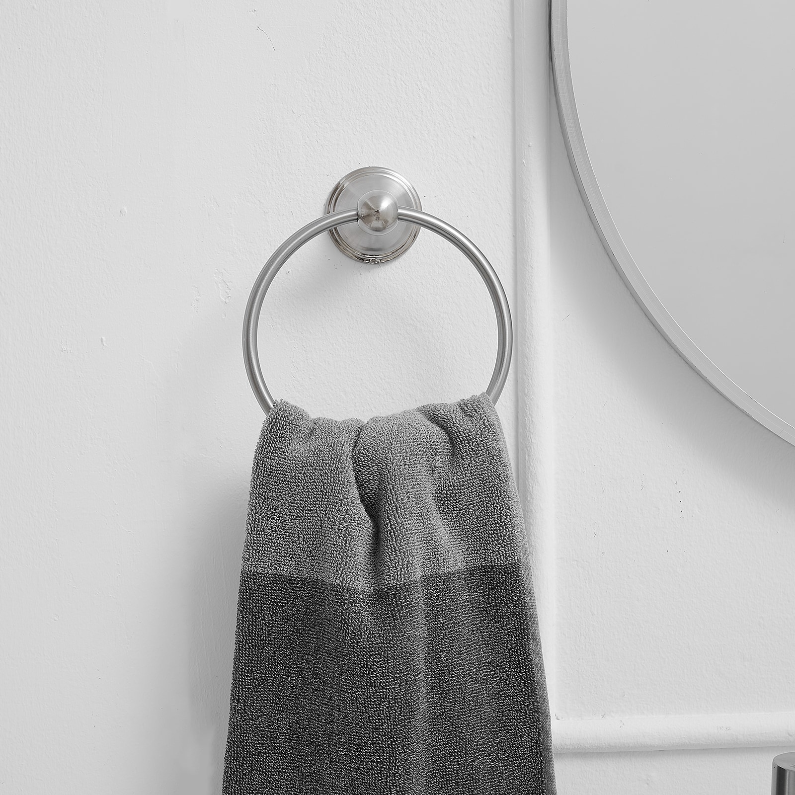 Juego de Accesorios de Baño Decorativos de Níquel Cepillado de 3 Piezas - Barra de Toallas, Porta Papel Higiénico, Argolla para Toallas, Incluido R004-N-24