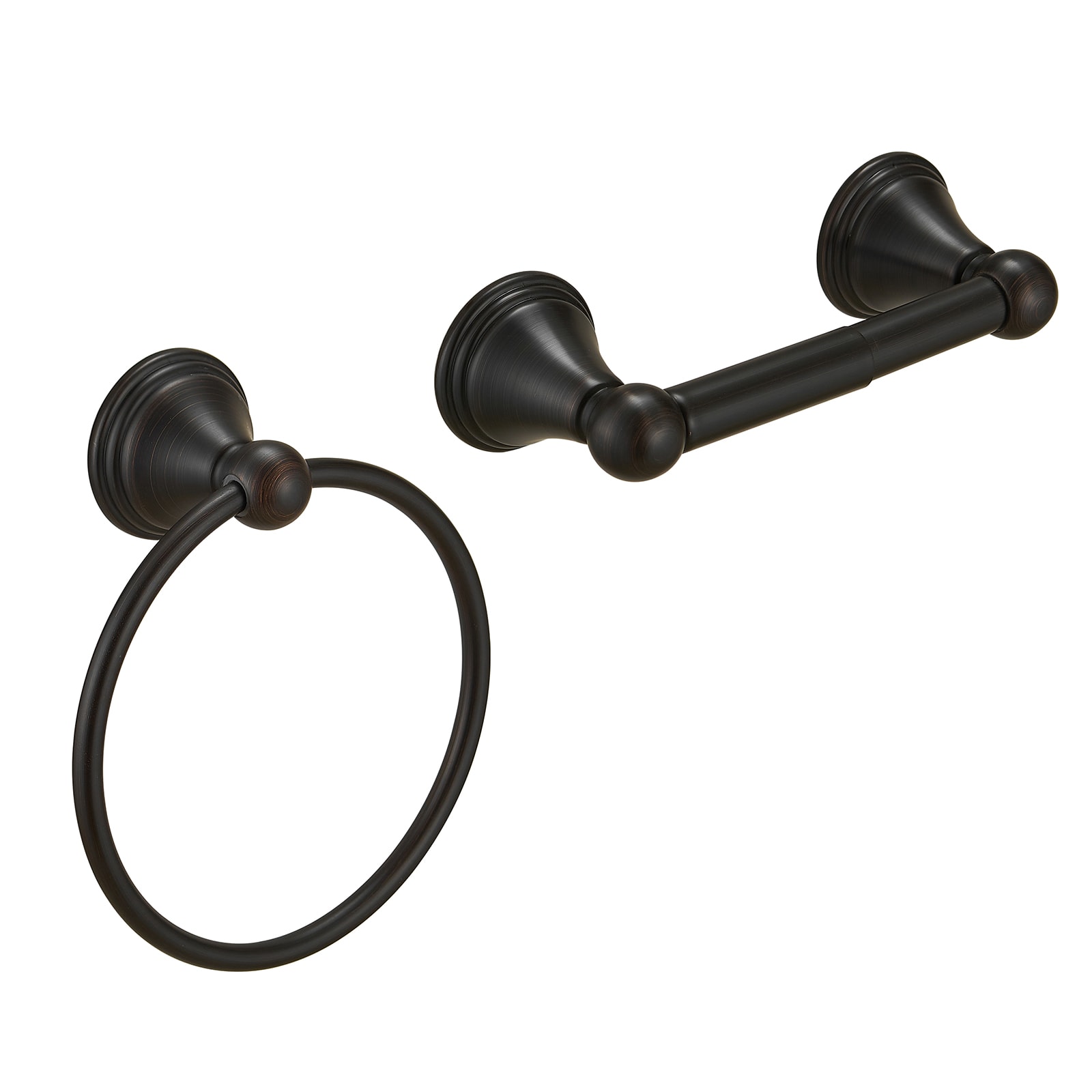 Juego de Accesorios de Baño Decorativos de Bronce Friccionado con Aceite de 2 Piezas - Soporte para Papel de Baño, Anillo para Toalla incluido