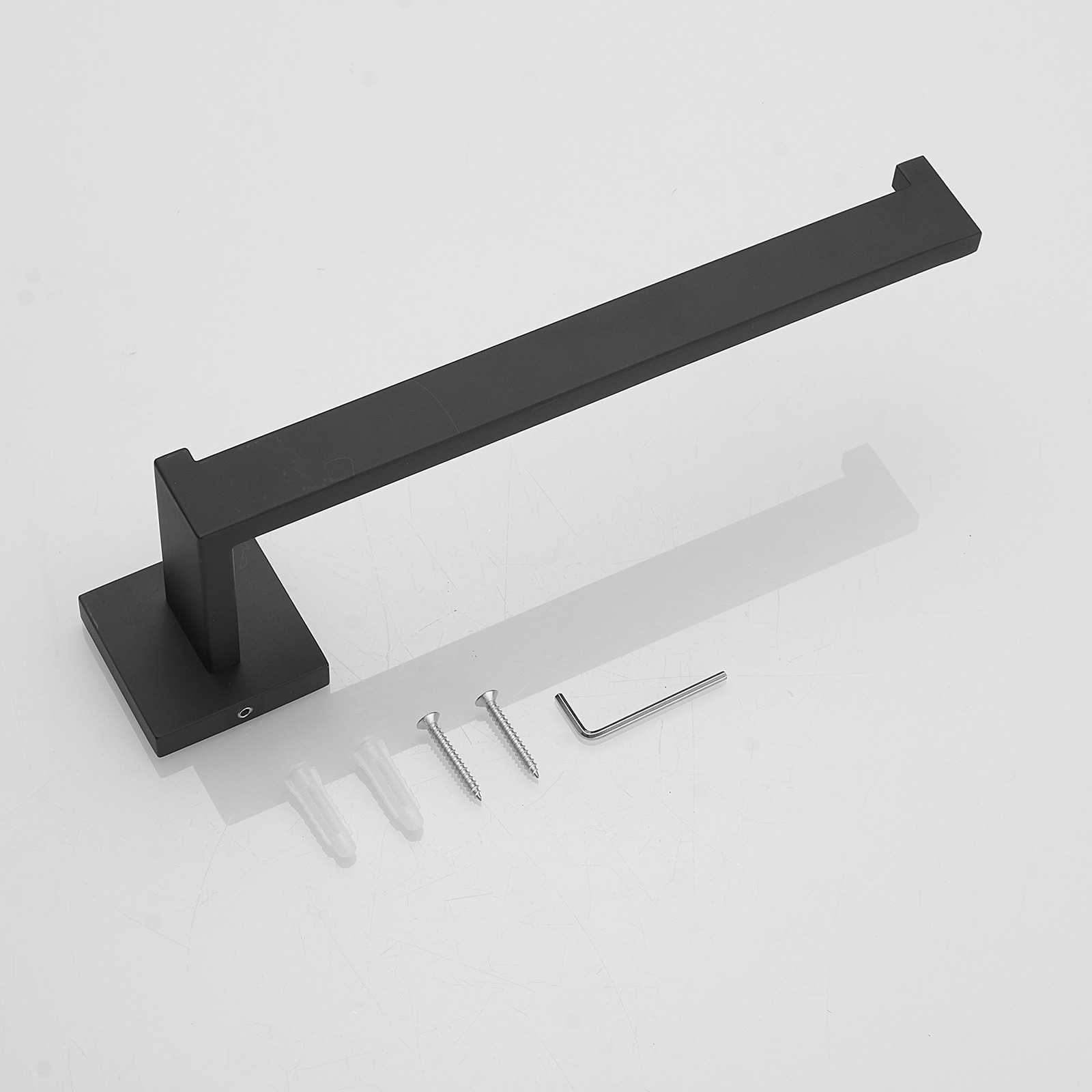 Juego de accesorios de baño decorativos en negro mate de 5 piezas incluye barra de toallas, portarrollos, anillo de toalla y gancho para batas - Modelo A-91012-S-B-2