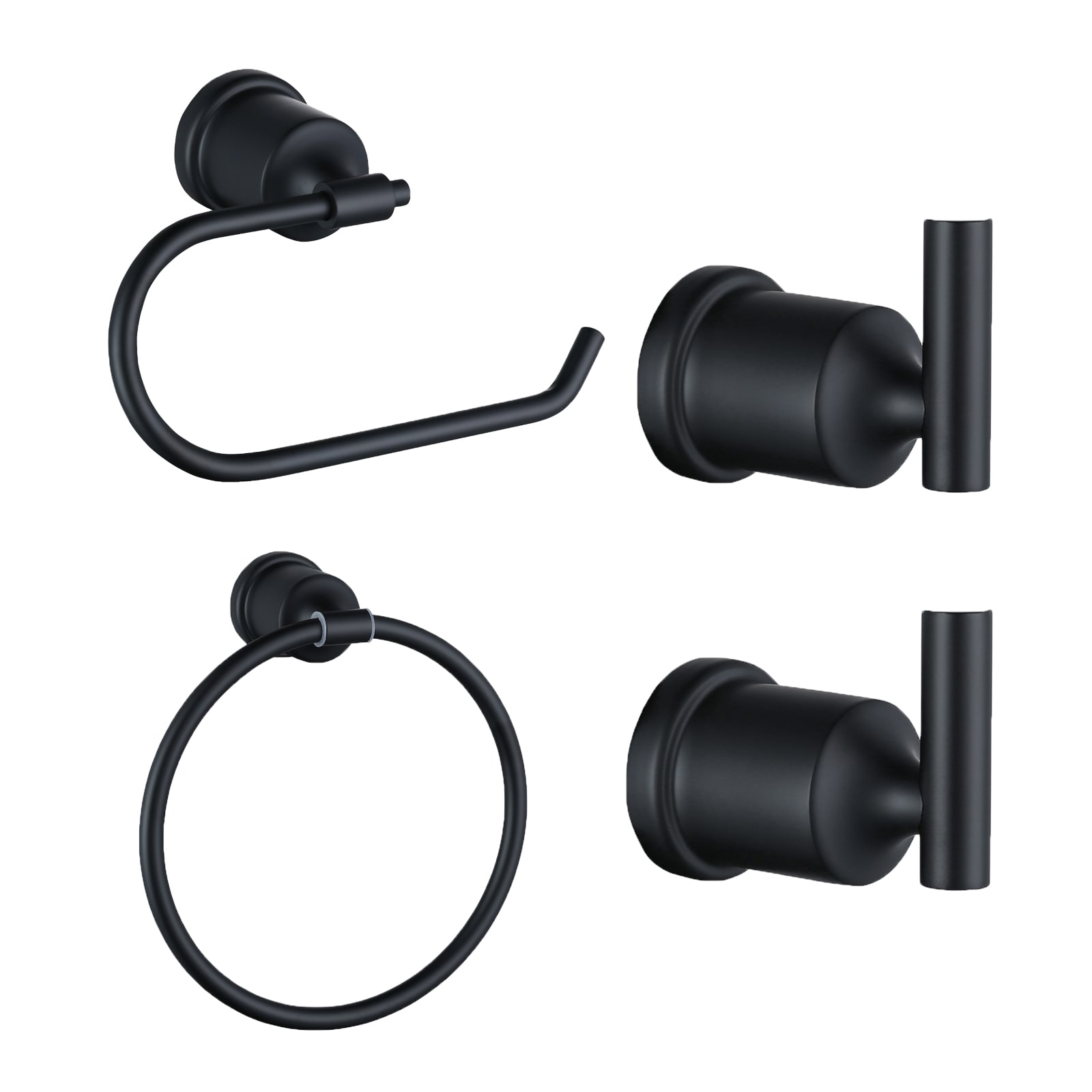 Set de accesorios de baño decorativos negro de 4 piezas WOWOW - Porta papel higiénico, anillo para toallas, gancho para batas incluidos 4031201B