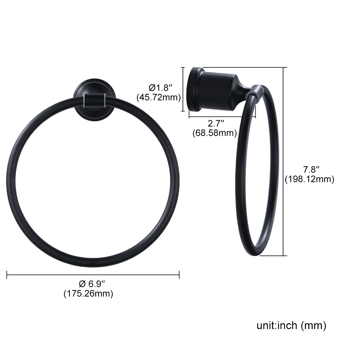 Set de accesorios de baño decorativos negro de 4 piezas WOWOW - Porta papel higiénico, anillo para toallas, gancho para batas incluidos 4031201B