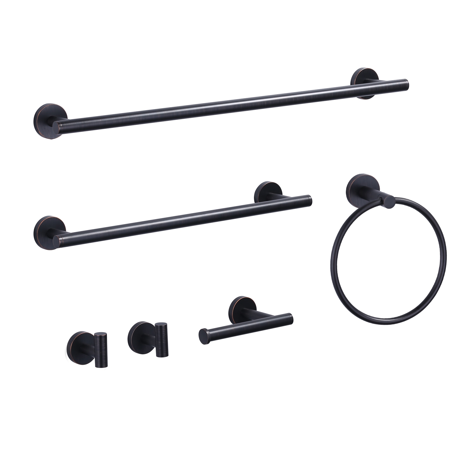 Juego de 6 piezas de accesorios decorativos para baño en bronce en aceite WOWOW - Barra de toalla, portarrollos de papel higiénico, argolla de toalla, gancho para batas incluidos 410016RB