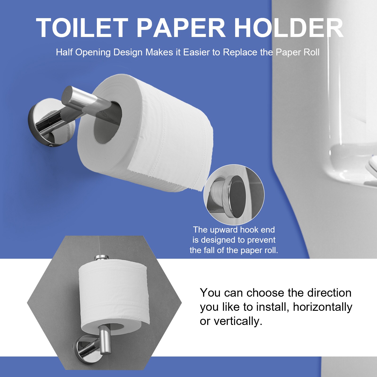 Juego de Accesorios de Baño Decorativo de Cromo Pulido de 5 Piezas - Barra para Toallas, Porta Papel de Baño, Argolla para Toallas y Gancho para Batas Incluidos A-91020-C